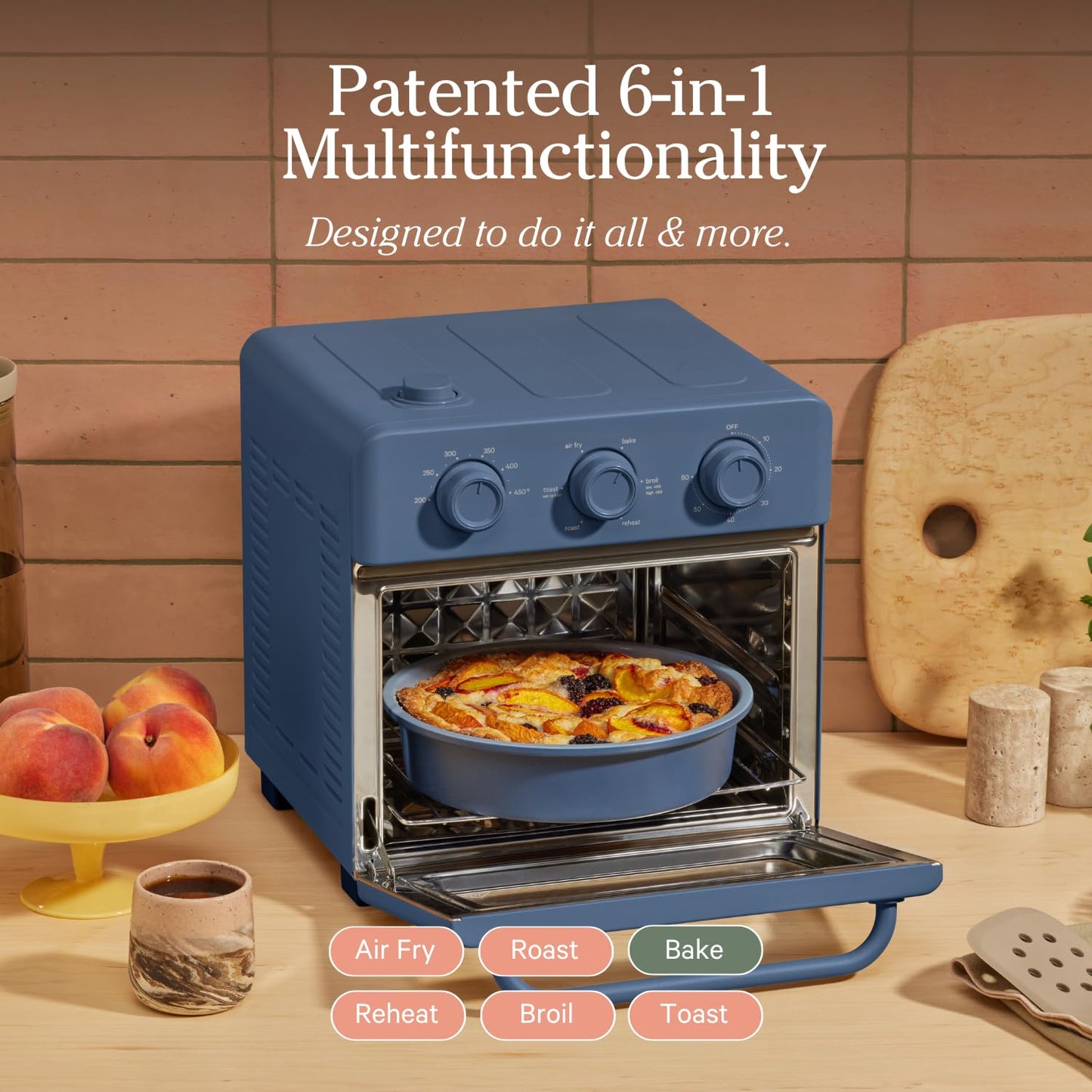 Our Place Wonder Oven Baker’s Kit – 3-Piece Toxin-Free Ceramic Nonstick Bakeware Set (8” Round, 8” Square, 6-Cup Muffin Pan) - Oven-Safe up to 450°F - Blue Salt