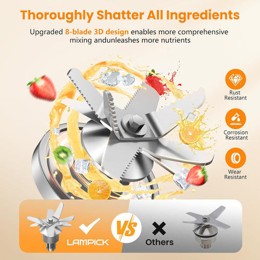 Blenders for Kitchen, 2000W Professional Grade High-Speed Countertop Blender with 68oz Pitcher & 27oz To-Go Cup for Smoothies, Ice, and Frozen Fruit, BPA-Free, Dishwasher Safe