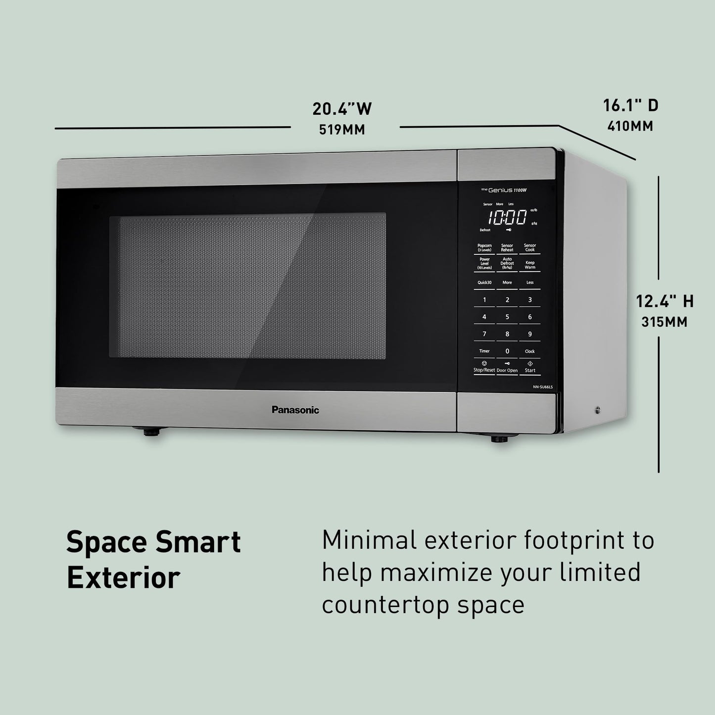 Panasonic Microwave Oven, 1.3 cu. ft. 1100W Countertop Microwave with Genius Sensor Cooking and Auto Defrost - NN-SD67LS (Stainless Steel)