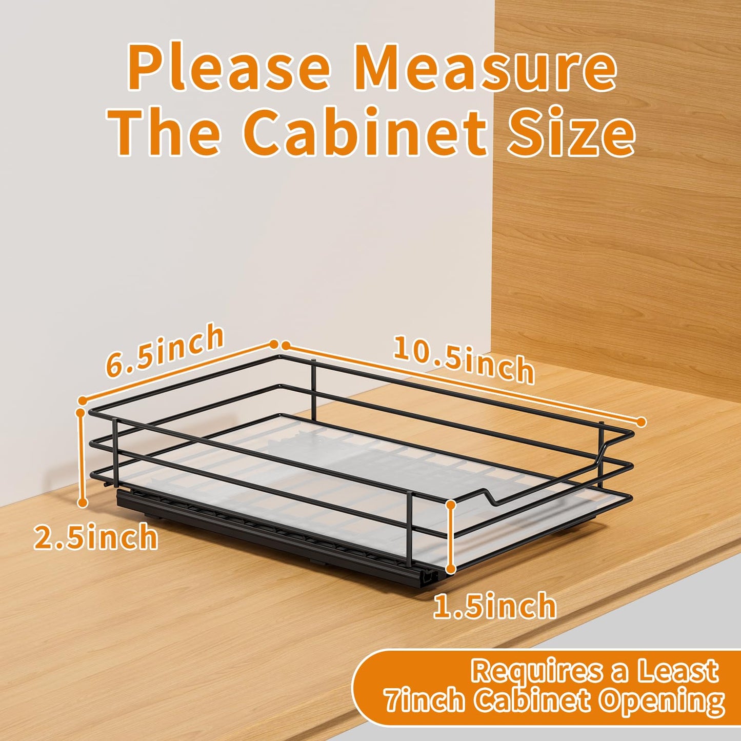 RCHYFEED Pull Out Spice Rack Organizer for Cabinet,Slide out Spice Organizer for Inside Cabinets,Heavy Duty Spice Organization for Kitchen and Pantry,Seasoning,Sauces(1-Tier,8.5" Wx10.5 Dx2.5 H)