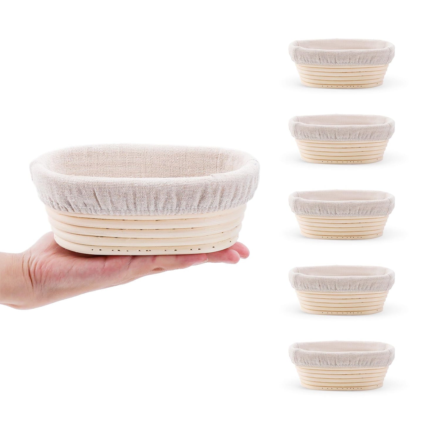 Bread Proofing Baskets Set of 2 10 inch Oval Shaped Dough Proofing Bowls w/Liners Perfect for Professional & Home Sourdough Bread Baking