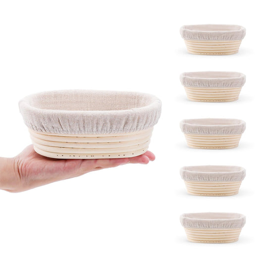 Bread Proofing Baskets Set of 2 10 inch Oval Shaped Dough Proofing Bowls w/Liners Perfect for Professional & Home Sourdough Bread Baking