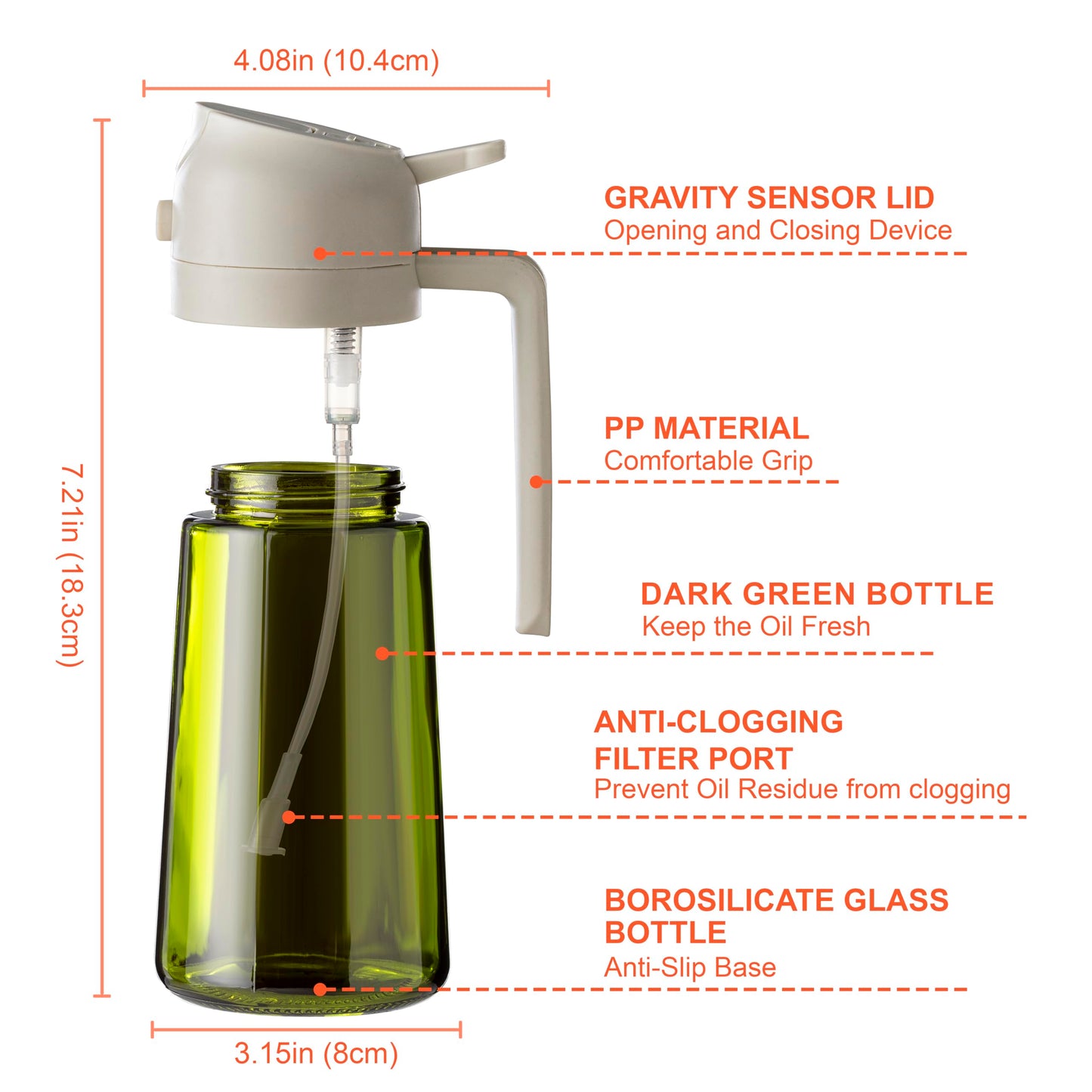 CXINYI - 16oz/470ml Olive Oil Dispenser for Kitchen with Stickers - 2 in 1 Olive Oil Sprayer for Cooking, Air Fryer, and Salad, Black&Green (Light-Proof Kitchen Gadget)