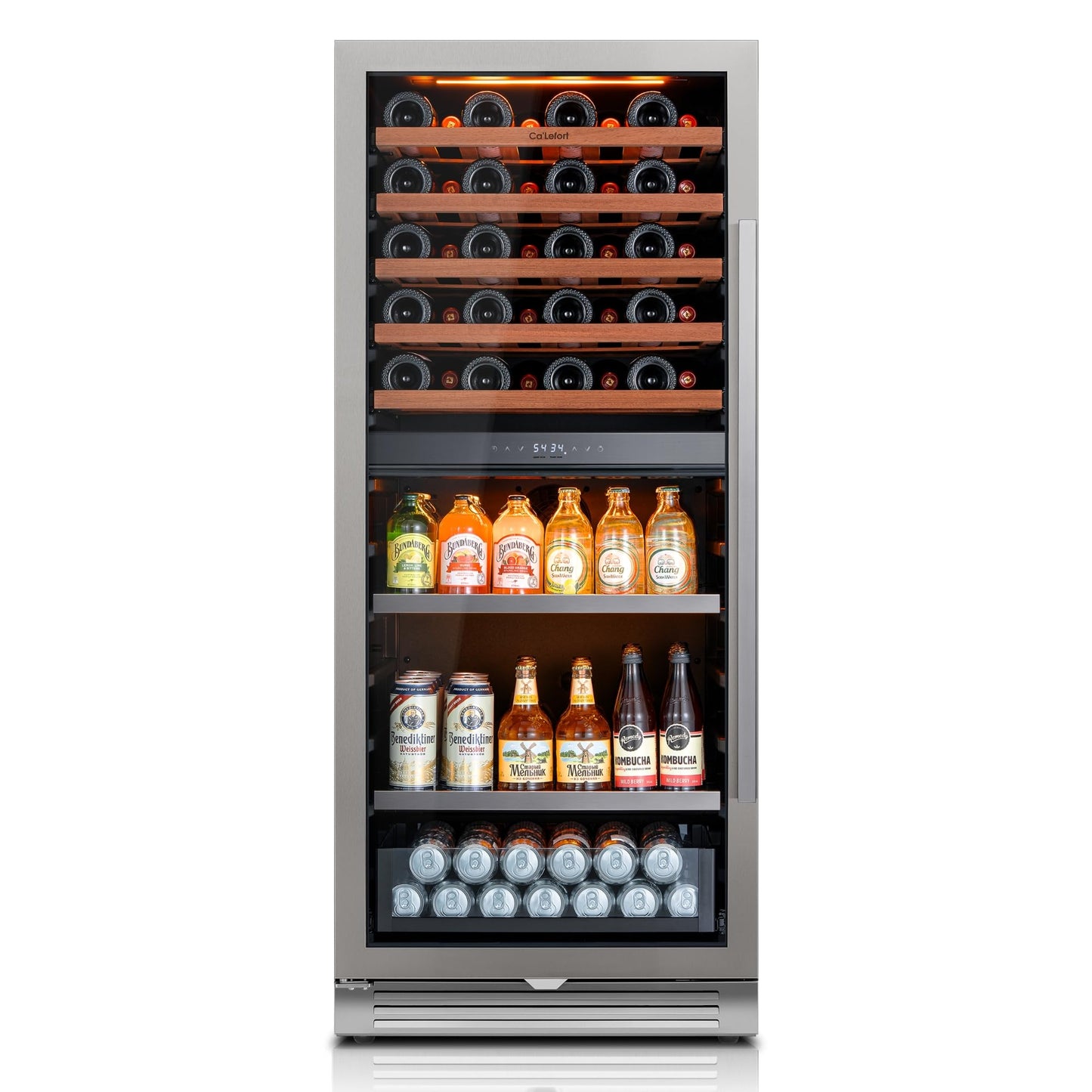 Ca'Lefort 24 Inch Wine Fridge, Dual Zone 90 Bottle Wine Cooler Refrigerator, 40-65°F Refrigerator with Glass Door, 3 LED Built-in/Freestanding Fridge for Bar/Kitchen/Resterant (Left-Hinged)