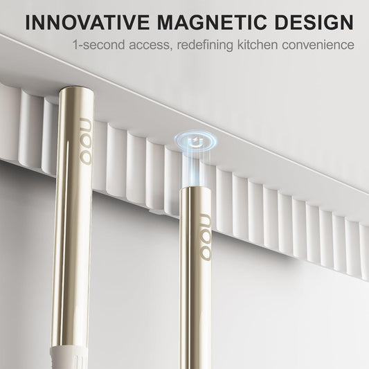 OOU Silicone Kitchen Cooking Utensils Set, 446°F Heat Resistant Kitchen Tool Set with Magnetic Wall Mounted Holder, 6 pcs Spatula Set with Stainless Steel Handle, Dishwasher Safe