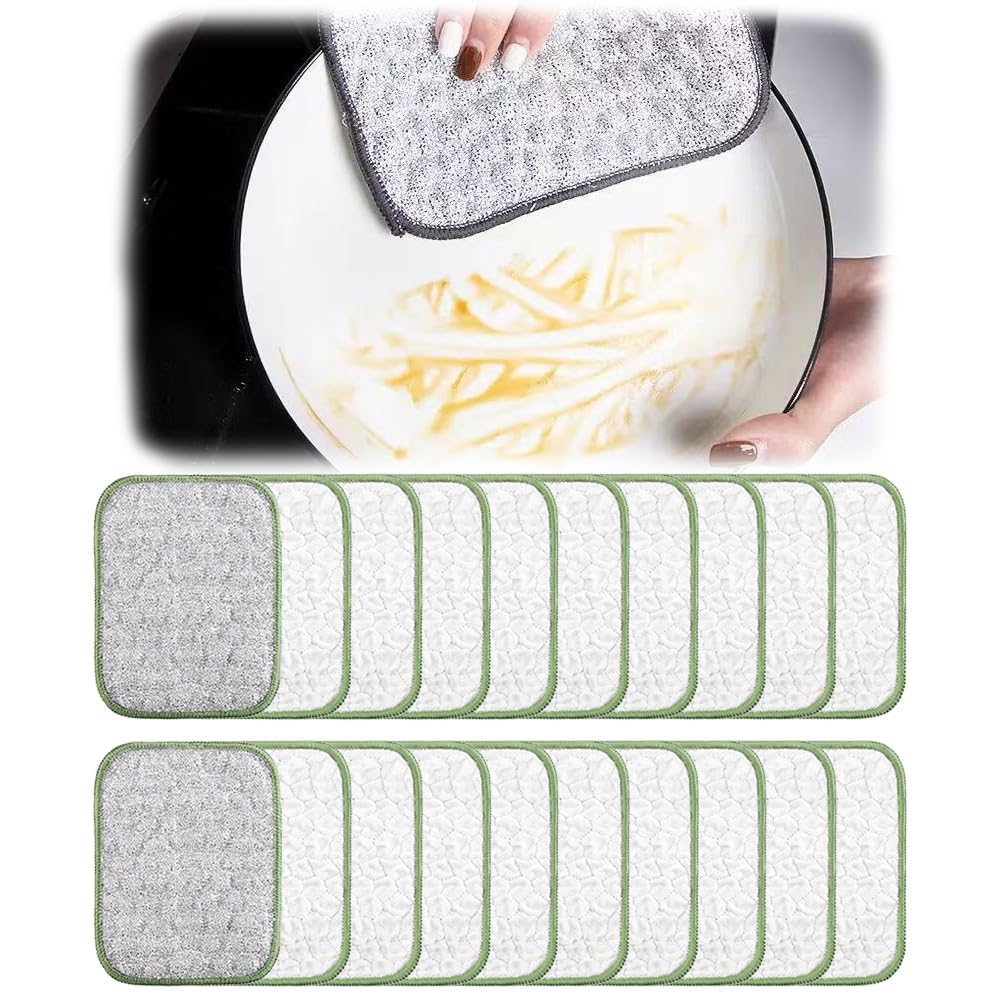 Multipurpose Wire Dishwashing Rags, 2025 Upgraded Double-Sided Metal and Cotton Dish Cloth for Wet and Dry, No Scratches Kitchen Cleaning Dish Rags for Sinks, Pots, Pans (5)