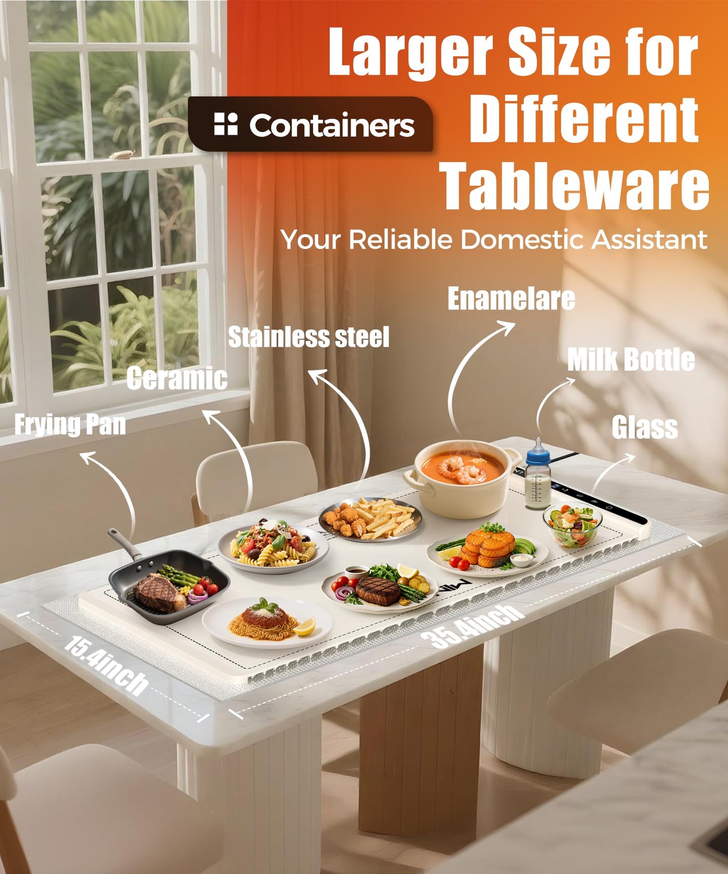 Food Warming Mat with Heat-Resistant Pad, 26X15 Inch, 6 Temperature & 6 Timer Settings, Child Lock Safety,Food Warmer Chafing Dishes for Buffet,Gatherings,Parties,Everyday Use