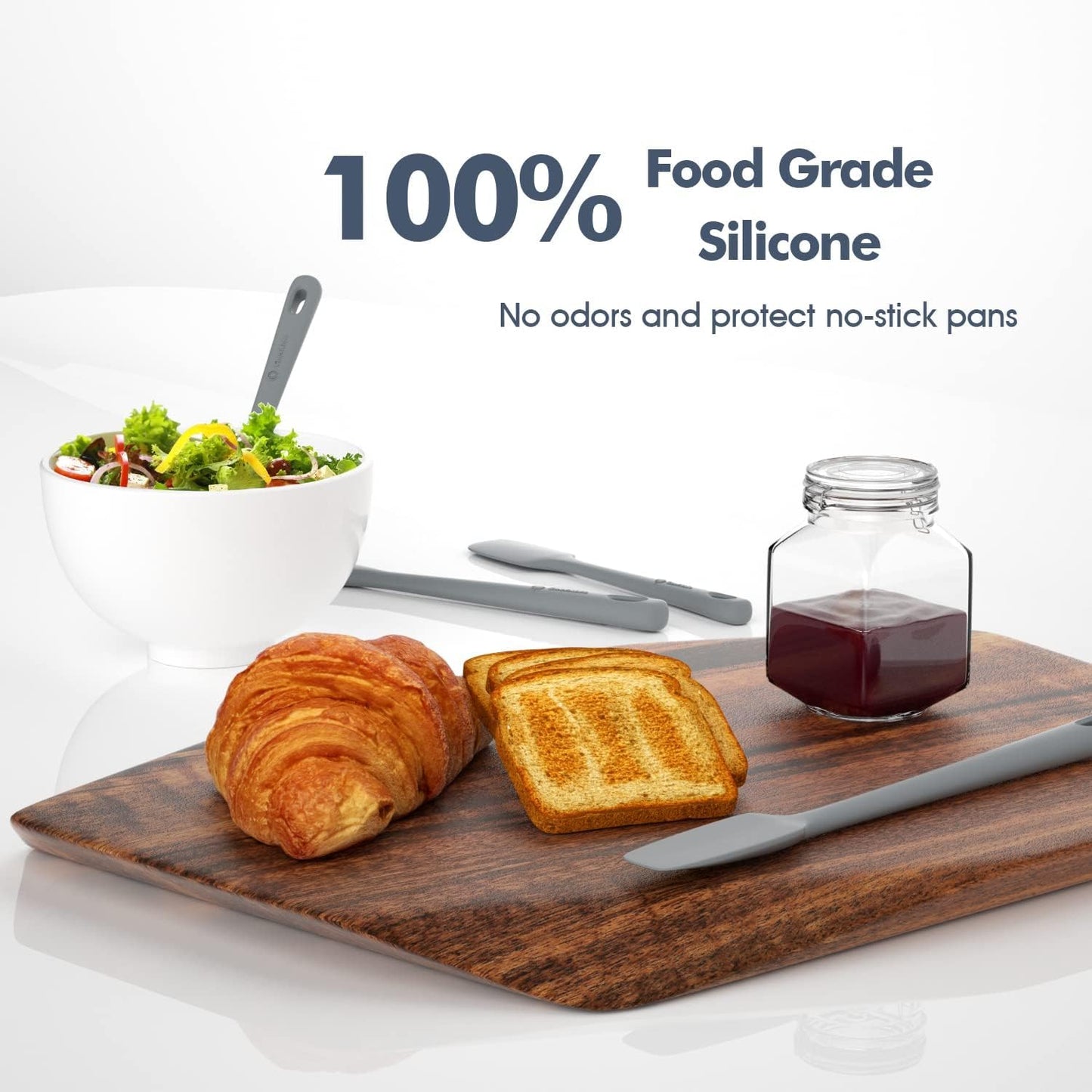 5 Pieces Silicone Spatula Set, Food Grade Rubber Spatula, Upgrade Strong Handle with Ergonomic Grip, Heat Resistant Up to 600°F for Nonstick Cookware, Cooking