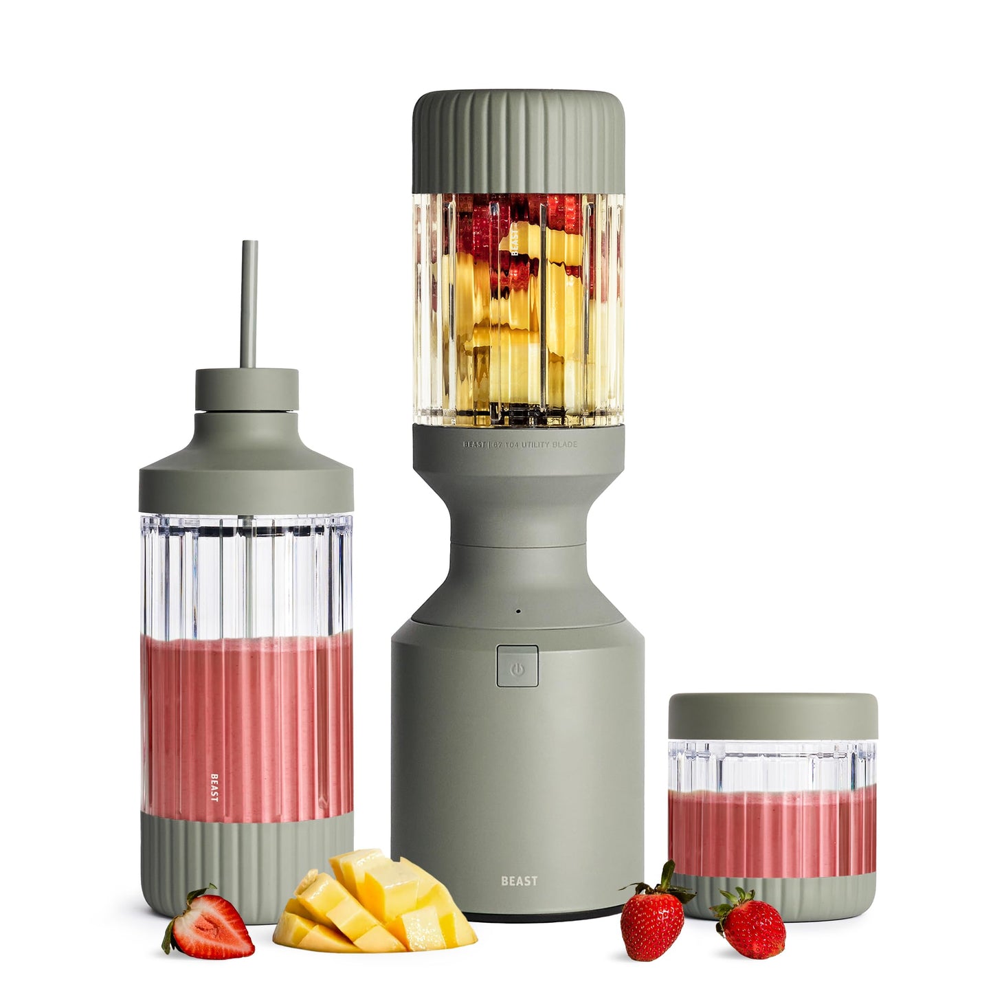 Beast Mega 1200 Plus | Premium Countertop Blender | Smoothies, Shakes, Sauces, Dips, Soups | Blends Ice and Frozen Fruit | XL Vessel | With Extra Vessels, Straw System | (Charcoal, 120V)