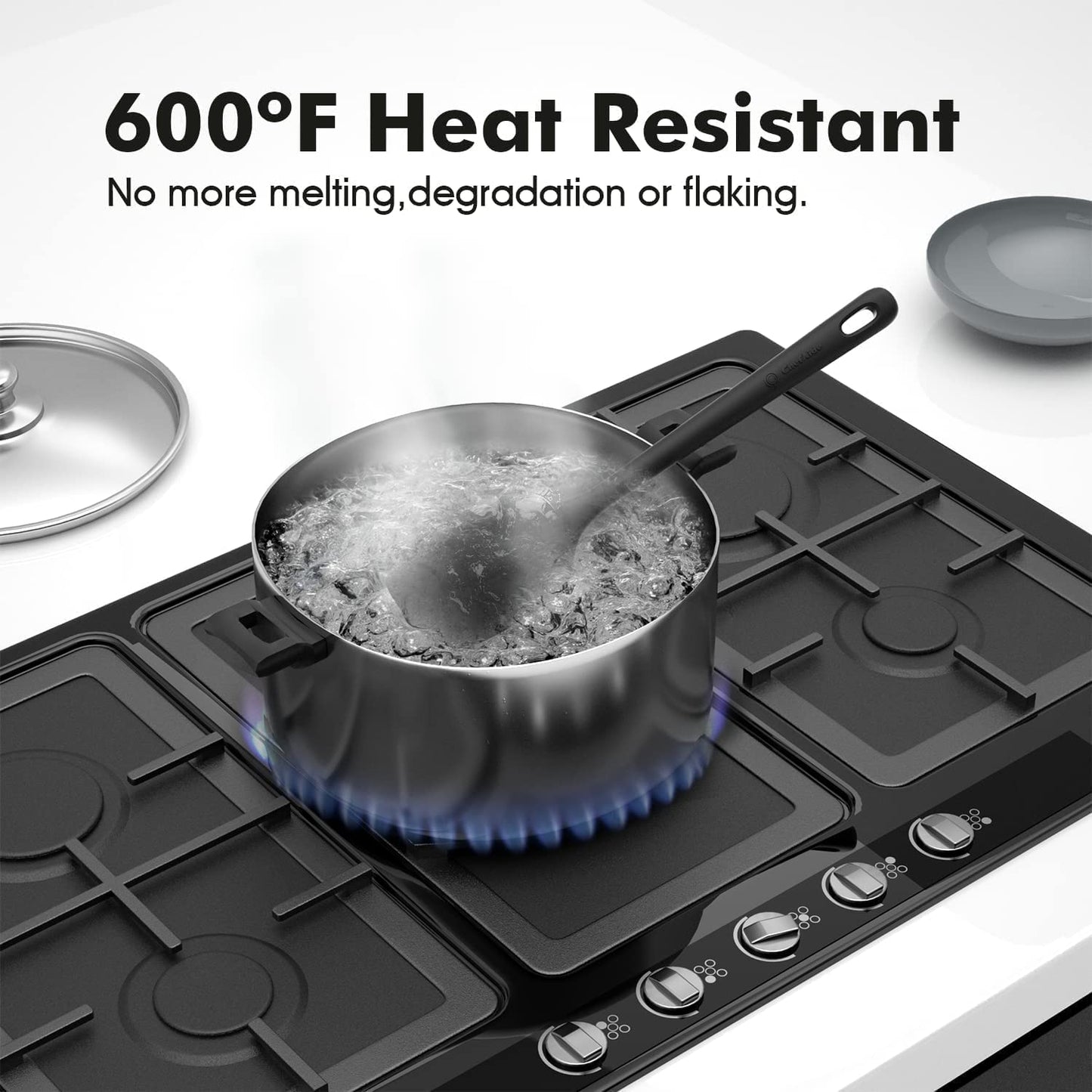 5 Pieces Silicone Spatula Set, Food Grade Rubber Spatula, Upgrade Strong Handle with Ergonomic Grip, Heat Resistant Up to 600°F for Nonstick Cookware, Cooking