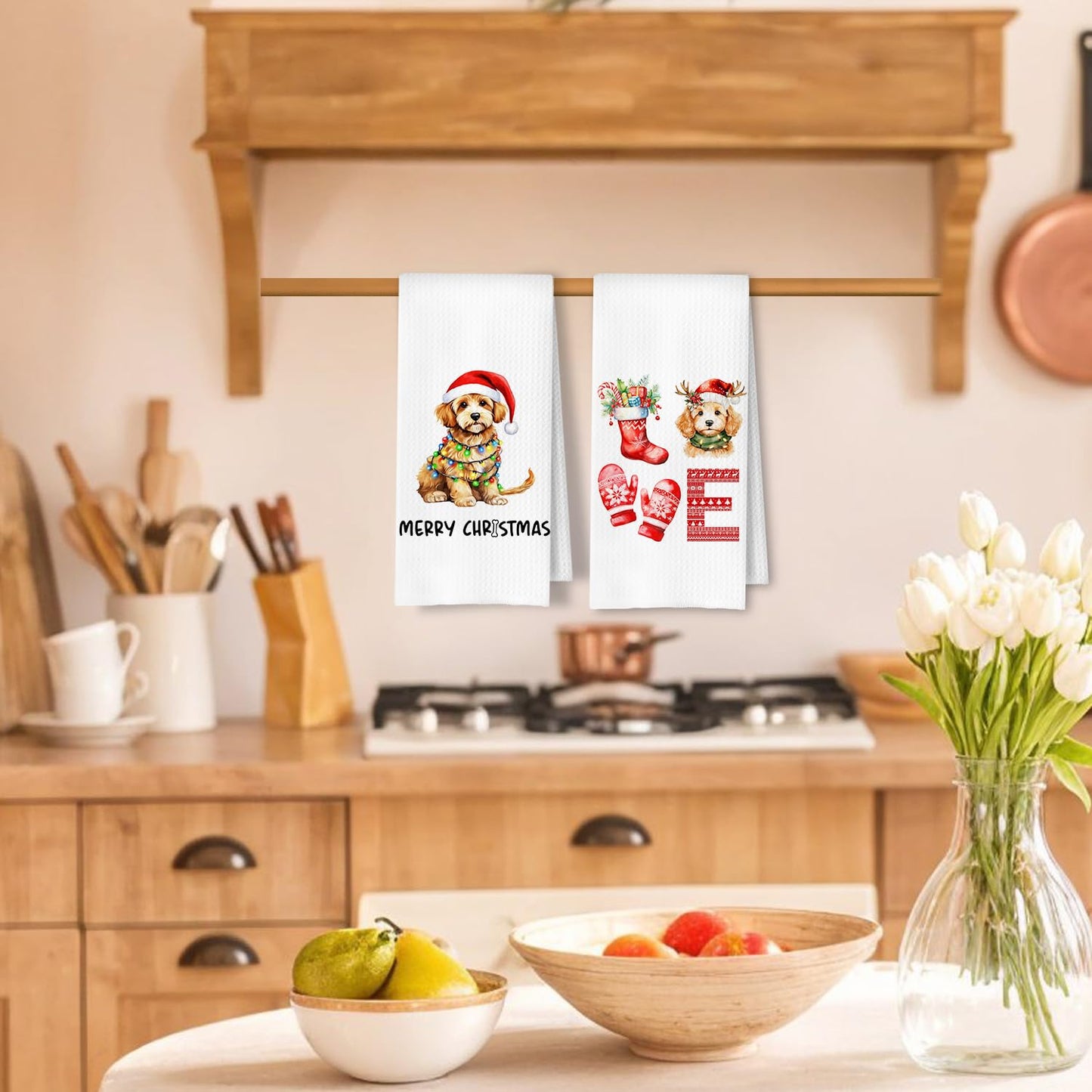 Cavapoo Dog Kitchen Towels, Cavapoo Gifts for Women Dish Tea Towels for Kitchen Decor, Dog Lovers Mom Gifts Decorative Hand Towel for Bathroom, 16x24 Inches