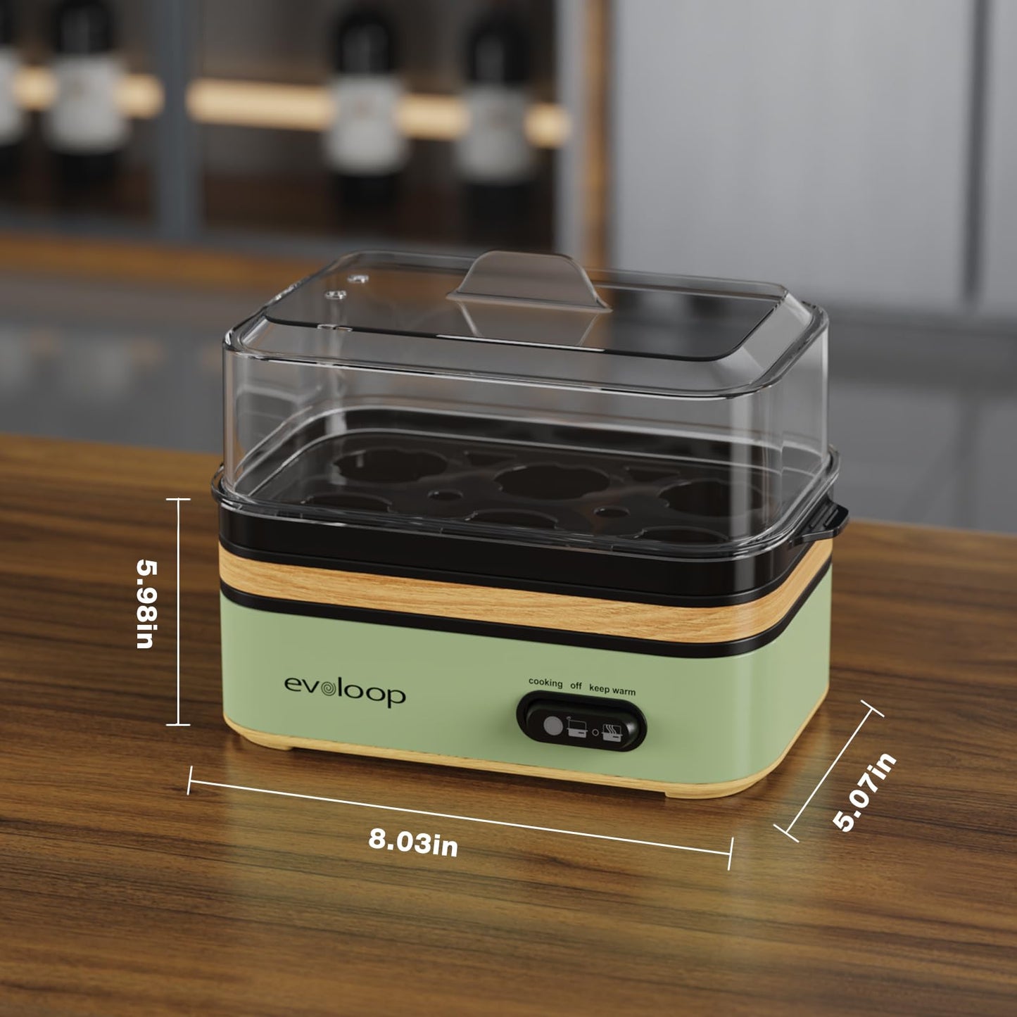 Evoloop Rapid Egg Cooker Electric 6 Eggs Capacity, Soft, Medium, Hard Boiled, Poacher, Omelet Maker Egg Poacher With Auto Shut-Off, BPA Free