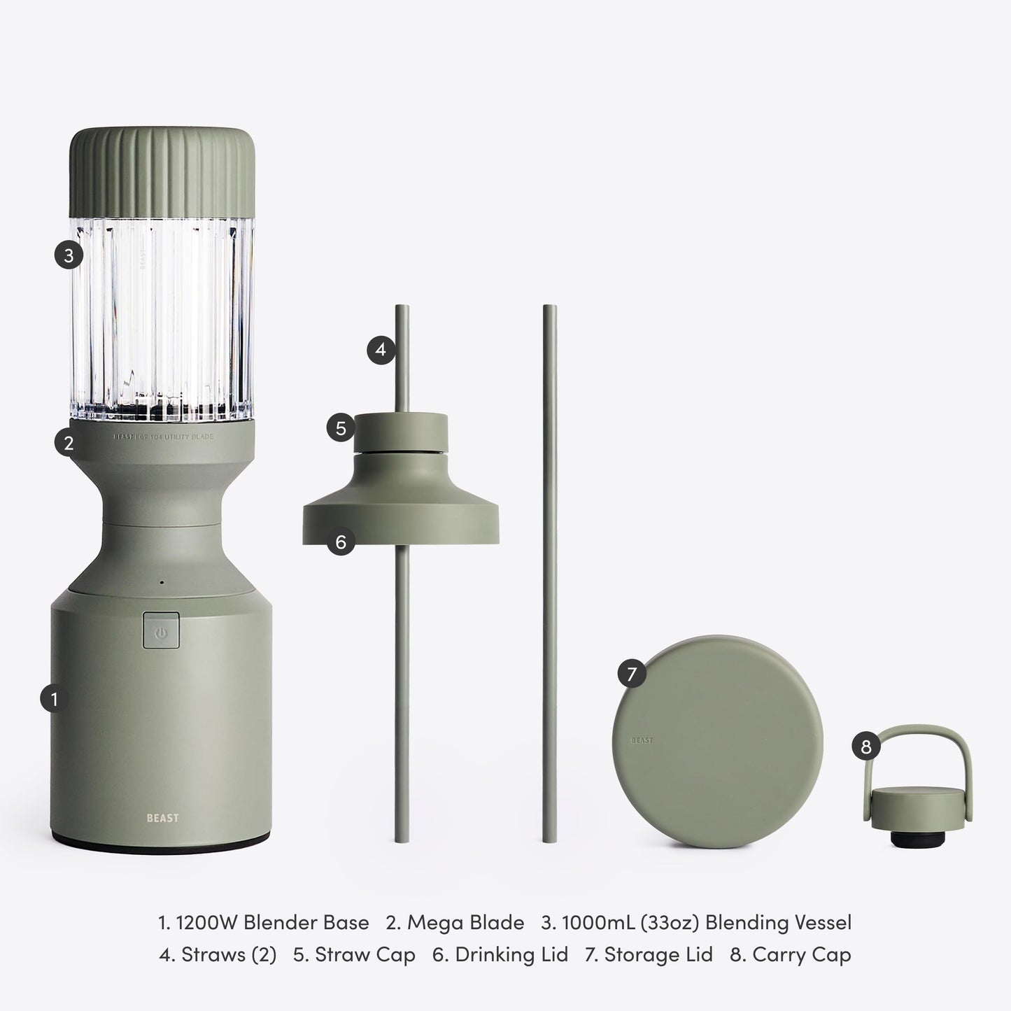 Beast Mega 1200 Plus | Premium Countertop Blender | Smoothies, Shakes, Sauces, Dips, Soups | Blends Ice and Frozen Fruit | XL Vessel | With Extra Vessels, Straw System | (Charcoal, 120V)