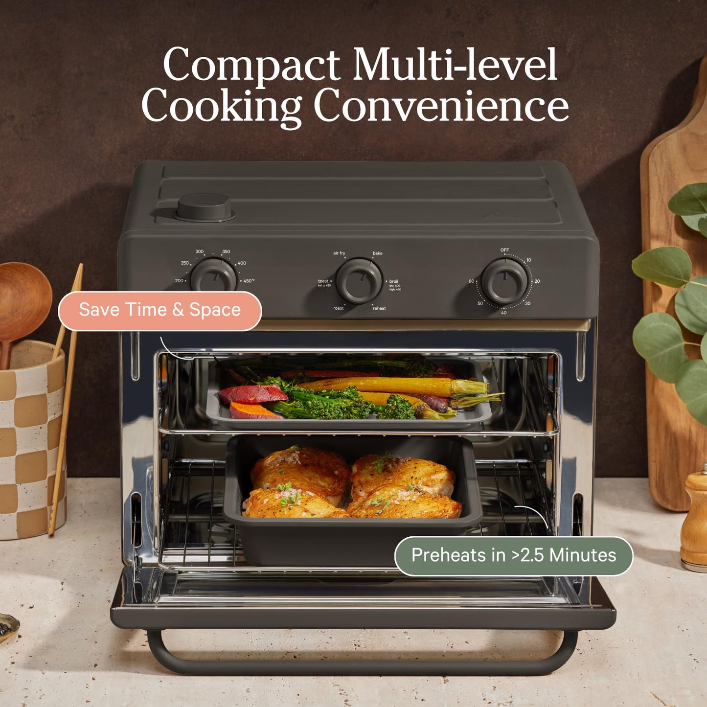 Our Place Wonder Oven Baker’s Kit – 3-Piece Toxin-Free Ceramic Nonstick Bakeware Set (8” Round, 8” Square, 6-Cup Muffin Pan) - Oven-Safe up to 450°F - Blue Salt