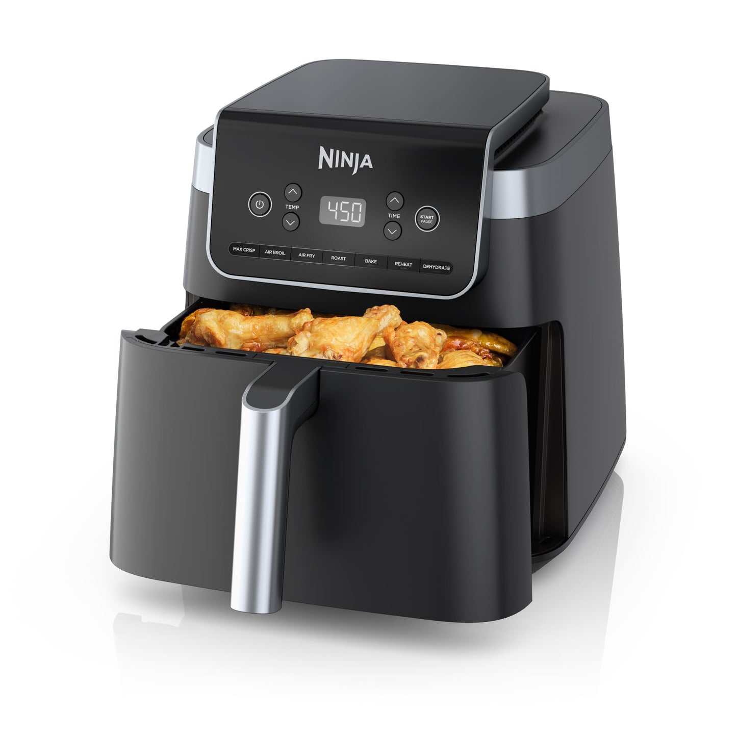 Ninja | Air Fryer | 6.5 QT Pro XL Capacity fits 9lbs of Wings | 6-in-1 Max Crisp, Air Fry, Roast, Bake, Reheat & Dehydrate | Nonstick Basket, Crisper Plate & Recipe Guide | Grey | AF181