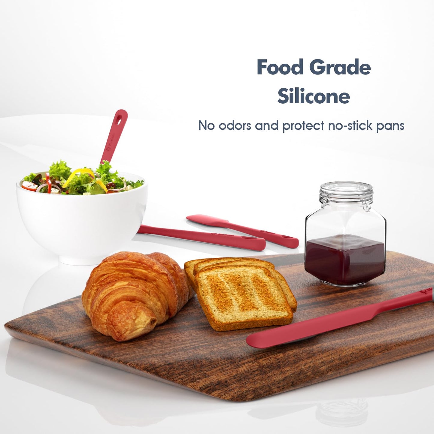 5 Pieces Silicone Spatula Set, Food Grade Rubber Spatula, Upgrade Strong Handle with Ergonomic Grip, Heat Resistant Up to 600°F for Nonstick Cookware, Cooking