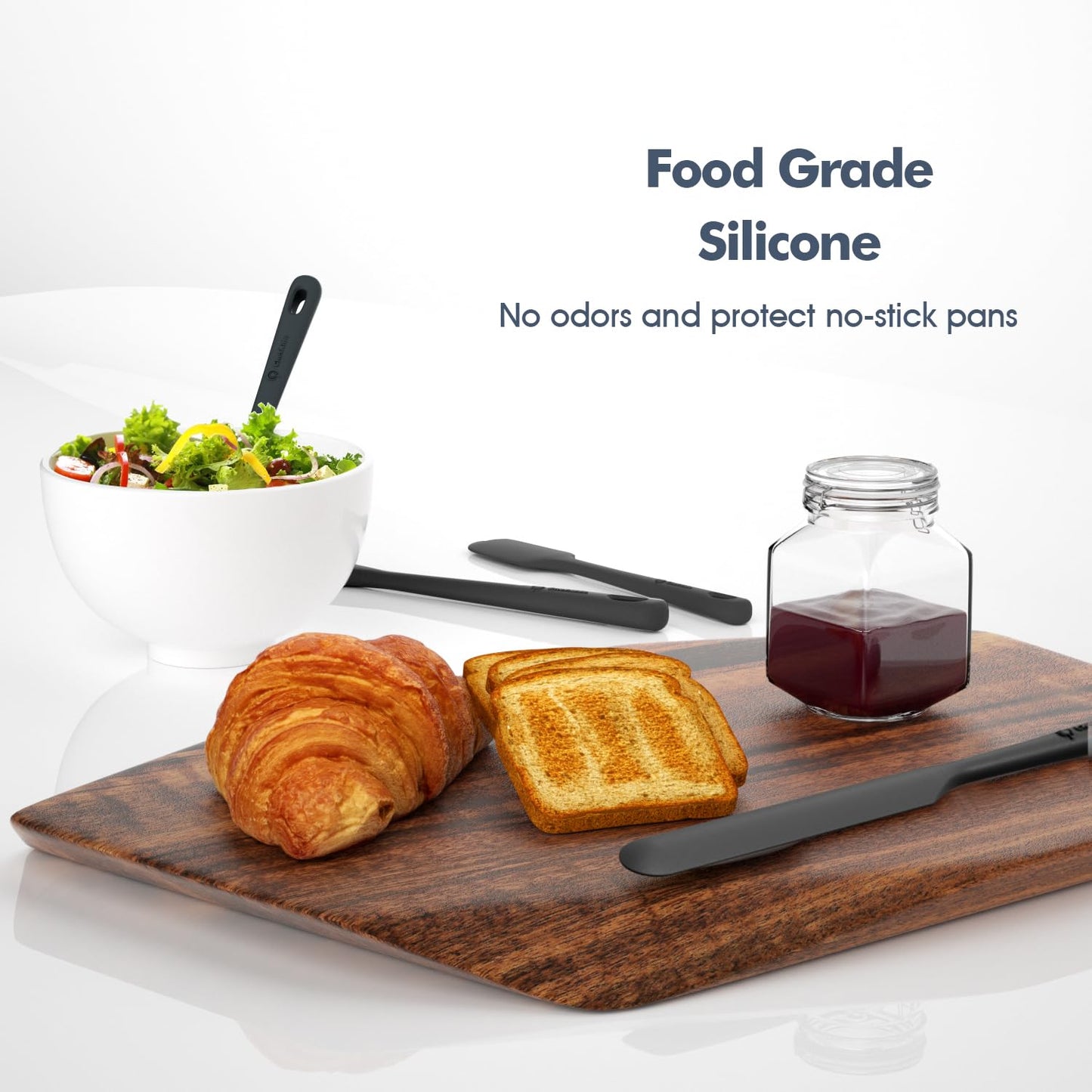 5 Pieces Silicone Spatula Set, Food Grade Rubber Spatula, Upgrade Strong Handle with Ergonomic Grip, Heat Resistant Up to 600°F for Nonstick Cookware, Cooking