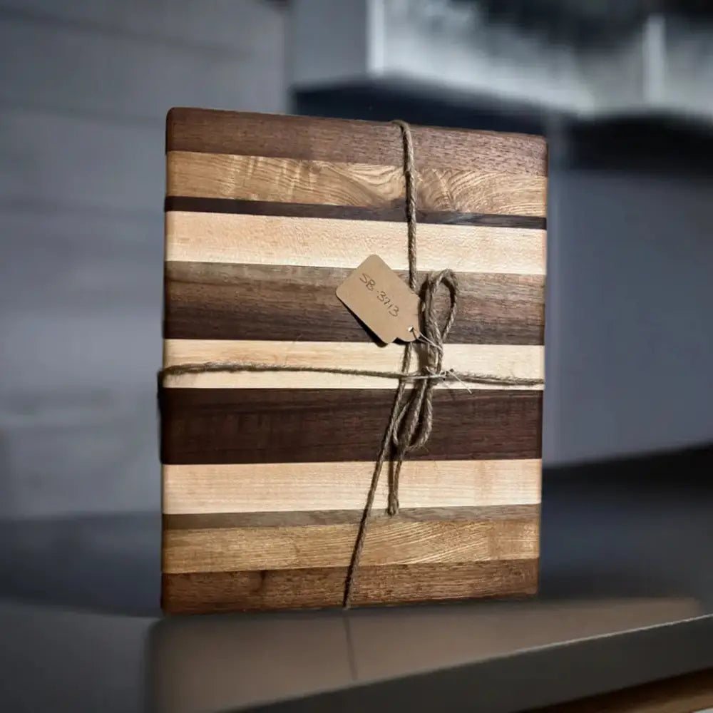 8" x 12" x 1.25" Handcrafted Cutting Board - Black Walnut, Black Ash, Maple, Non-Slip & Eco-Friendly (SB-3713) - Stewarts Blocks and Boards