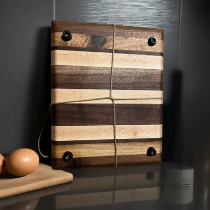 8" x 12" x 1.25" Handcrafted Cutting Board - Black Walnut, Black Ash, Maple, Non-Slip & Eco-Friendly (SB-3713) - Stewarts Blocks and Boards