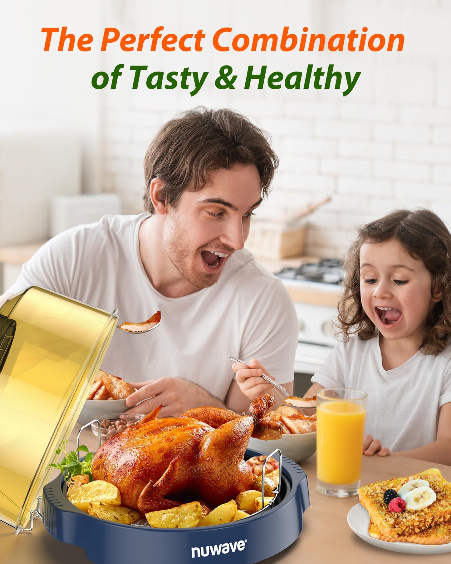 Nuwave Oven Pro Plus Air Fryer, Infra-Red Countertop, 2025 Advanced Convection, No Defrosting or Preheating, Cook Fresh or Frozen, Durable Power Dome, 100 Presets & 50 Memory, PFAS Free, Dark Blue