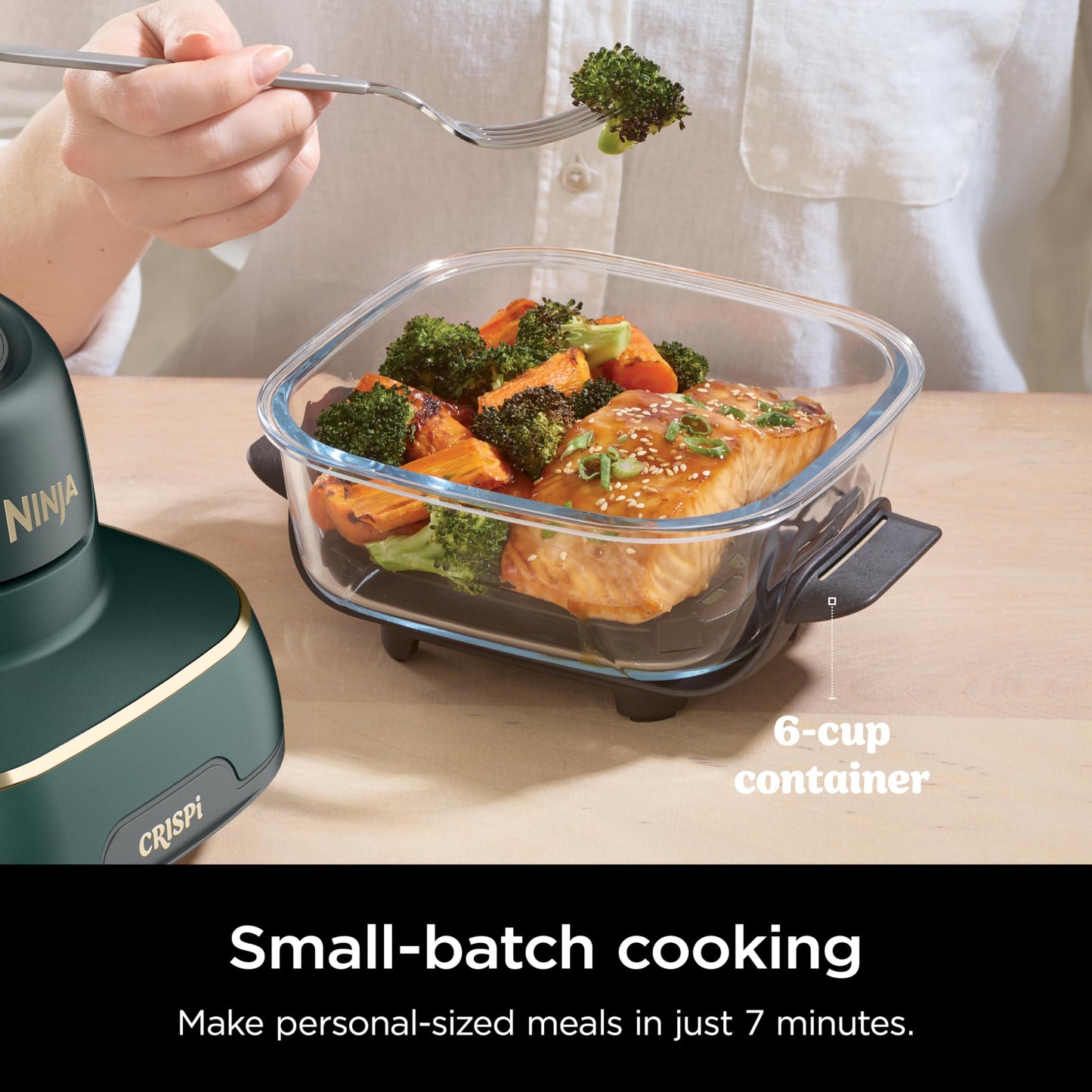 Ninja | Air Fryer | Crispi 4-in-1 Portable Cooking System | 4QT & 6 Cup Glass Containers, Crisper Plates & Storage Lids Included | Microwave, Freezer & Dishwasher Safe | Cherry Crush | FN101DR