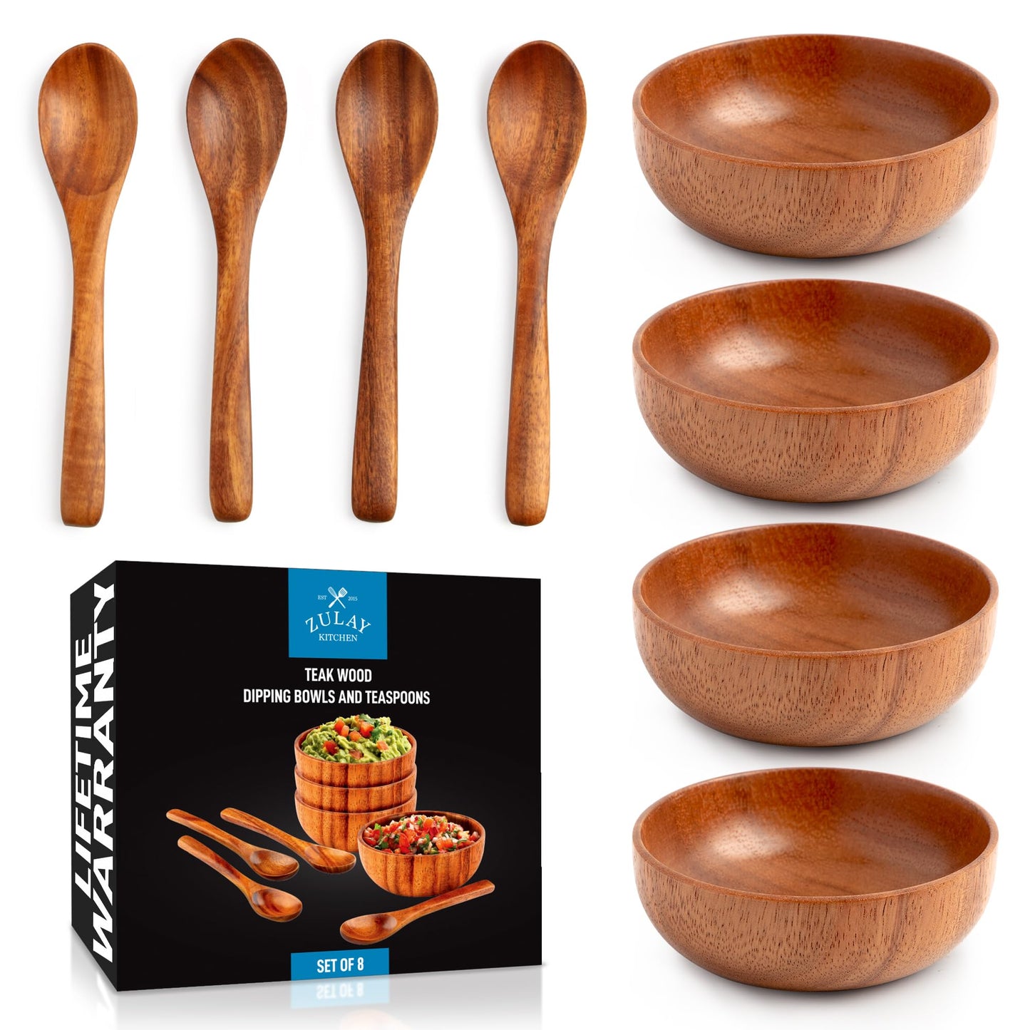 Zulay Kitchen 9.4" Teak Wooden Cooking Spoon – Durable, Non-Stick Wooden Utensil for Cooking, Stirring, Mixing & Serving – Heat-Resistant, Smooth Finish Kitchen Spoon for Nonstick Cookware