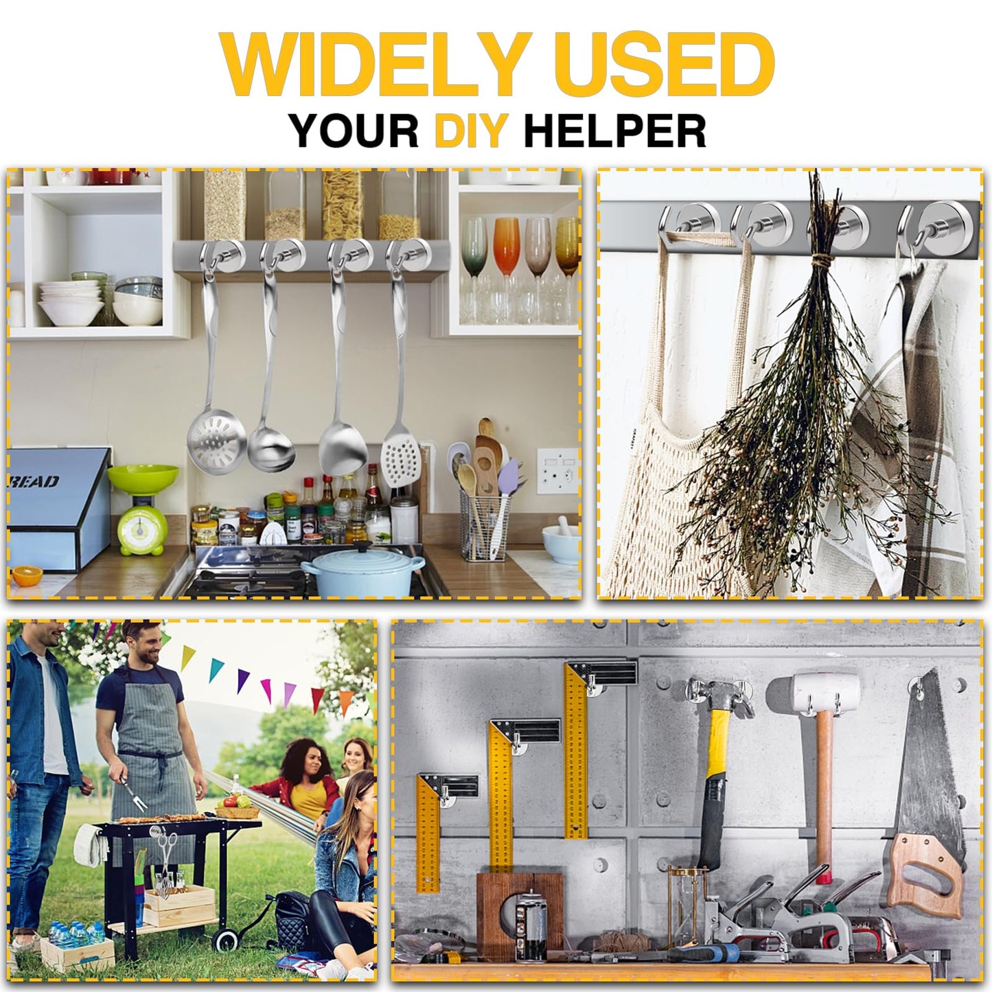 DIYMAG Magnetic Hooks, 30lbs+ Magnet Hook 2025 Cruise Cabin Ship Essentials Heavy Duty Strong Magnets Refrigerator Fridge Hanging for Classroom Beach Vacation Kitchen Grills Home 20 Pack (Silver)