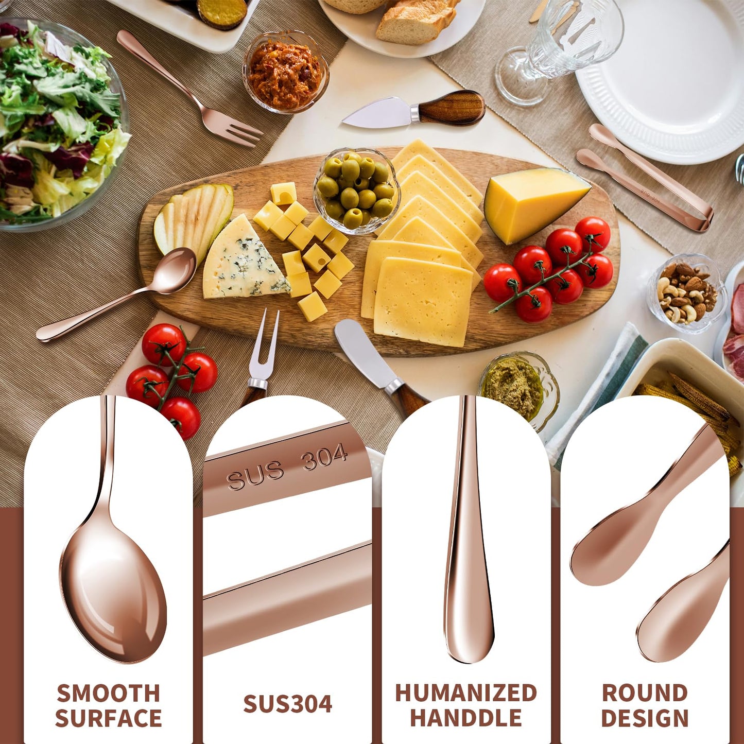 Charcuterie Boards Accessories(29 PCS) Cheese Spreaders for Charcuterie Board Mini Serving Spoon Fork Tongs Blank Toothpick Flags Bowl