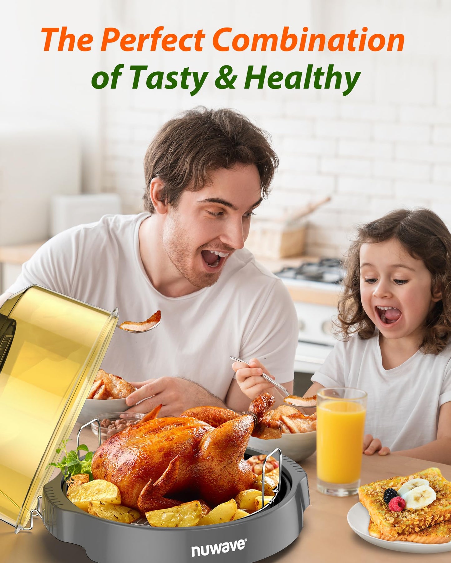 Nuwave Oven Pro Plus Air Fryer, Infra-Red Countertop, 2025 Advanced Convection, No Defrosting or Preheating, Cook Fresh or Frozen, Durable Power Dome, 100 Presets & 50 Memory, PFAS Free, Dark Blue