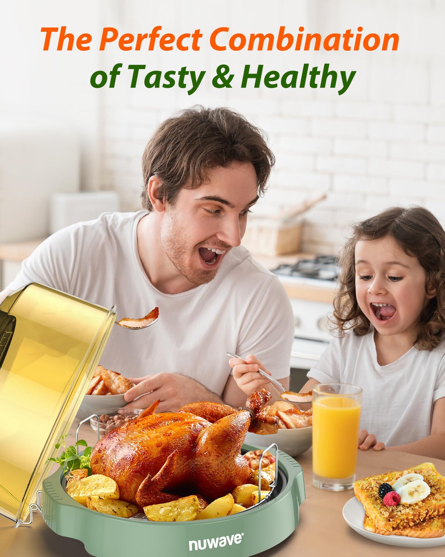 Nuwave Oven Pro Plus Air Fryer, Infra-Red Countertop, 2025 Advanced Convection, No Defrosting or Preheating, Cook Fresh or Frozen, Durable Power Dome, 100 Presets & 50 Memory, PFAS Free, Dark Blue