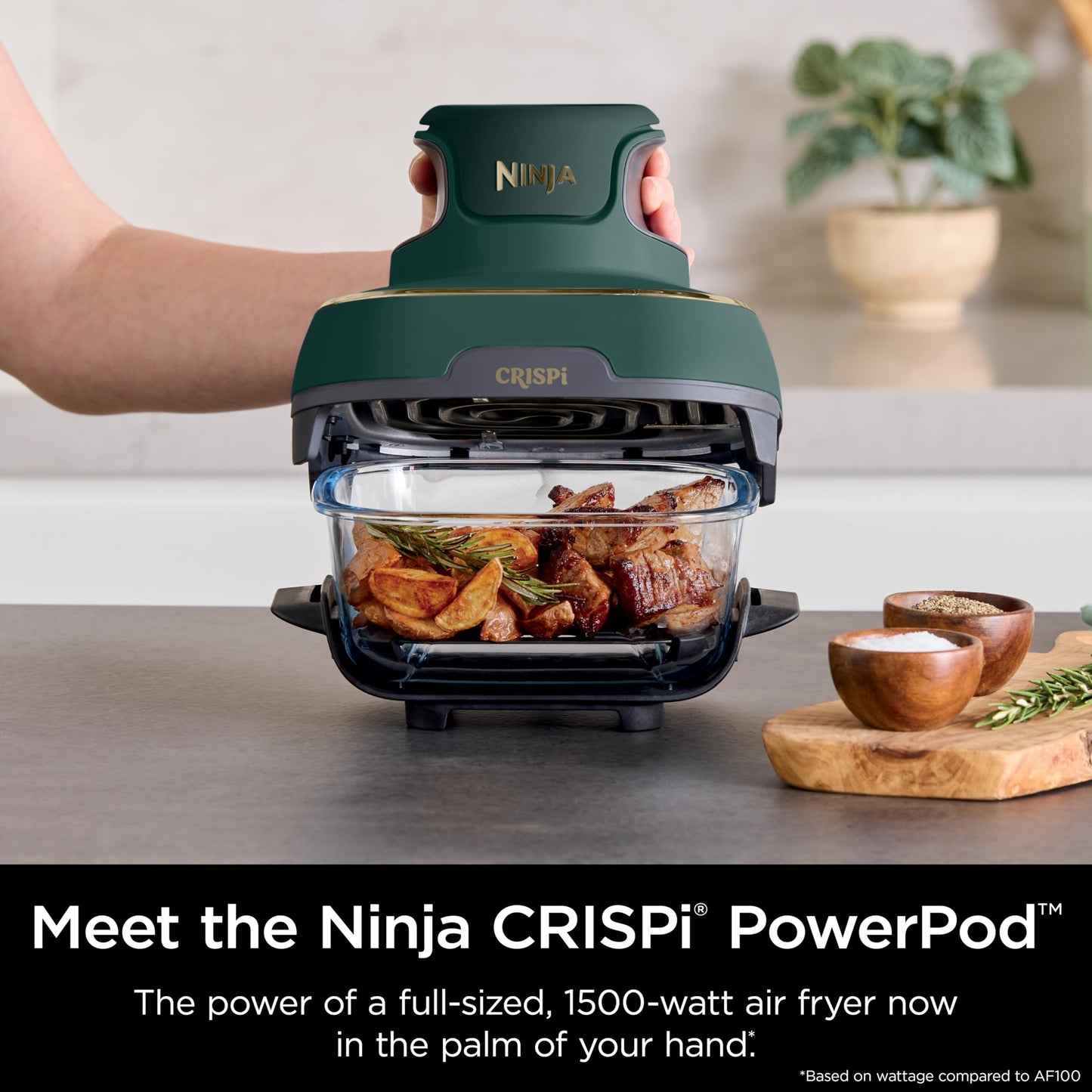 Ninja | Air Fryer | Crispi 4-in-1 Portable Cooking System | 4QT & 6 Cup Glass Containers, Crisper Plates & Storage Lids Included | Microwave, Freezer & Dishwasher Safe | Cherry Crush | FN101DR