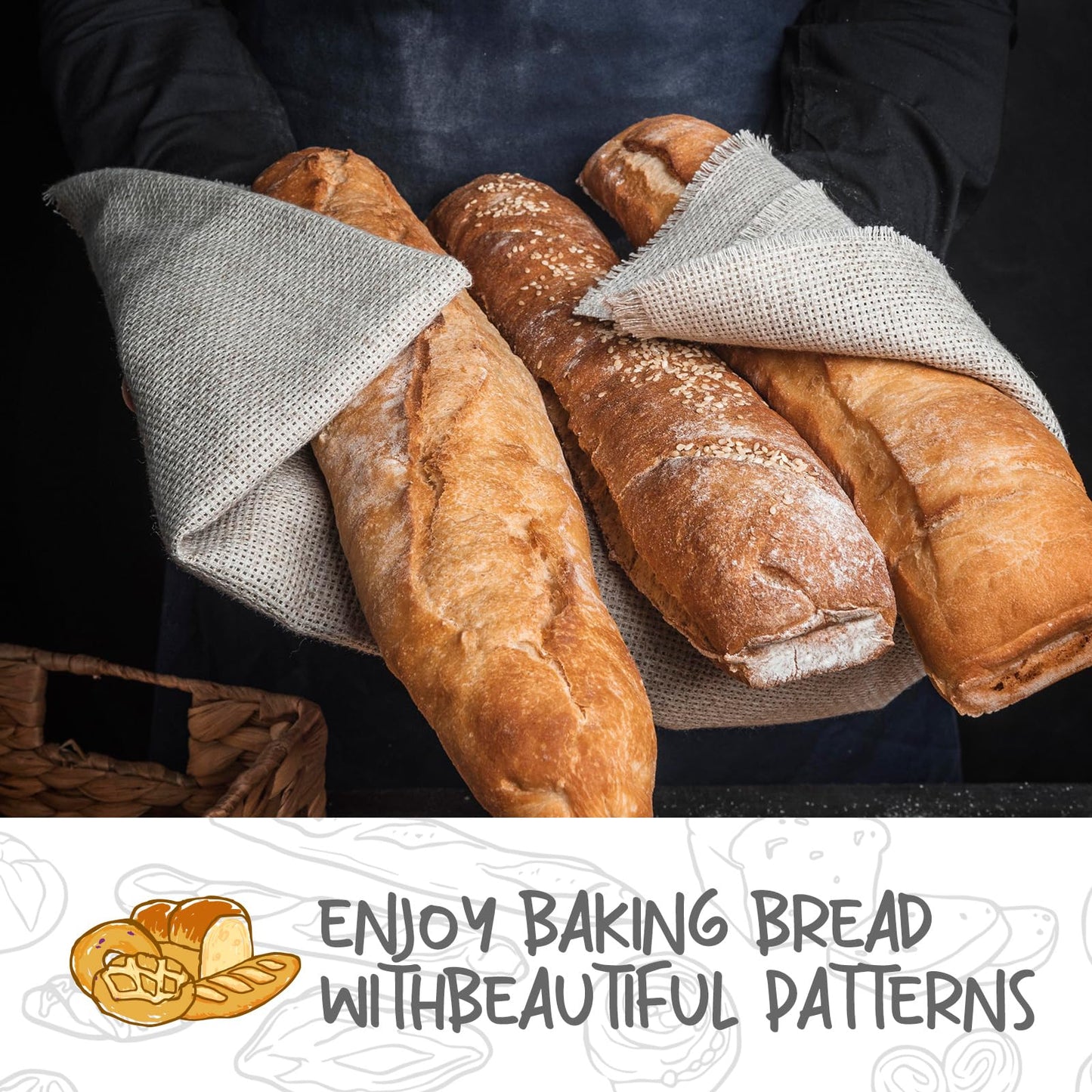 Bread Proofing Baskets Set of 2 10 inch Oval Shaped Dough Proofing Bowls w/Liners Perfect for Professional & Home Sourdough Bread Baking
