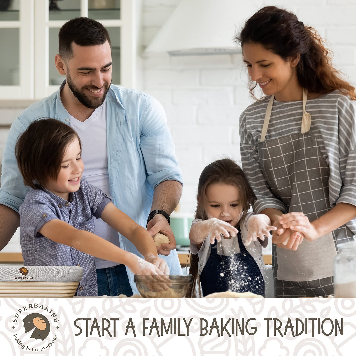 Superbaking 2 pcs Banneton Bread Proofing Basket, 9" Splinter-Free Round Rattan Bread Basket with Liners, Sourdough Starter Kit, Sourdough Bread Baking Supplies & Sourdough Kit, Bread Making Tools