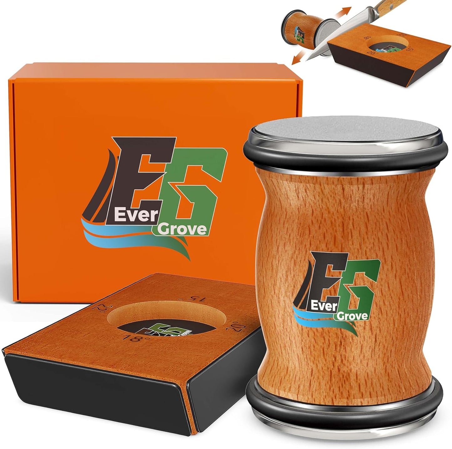 Knife Sharpener Tool, Rolling Knife Sharpener Kit, Knife Sharpening with Diamonds and Ceramic for Steel of Any Hardness, Kitchen knife Sharpener with 15°, 18°, 20° & 22° Magnetic Angles