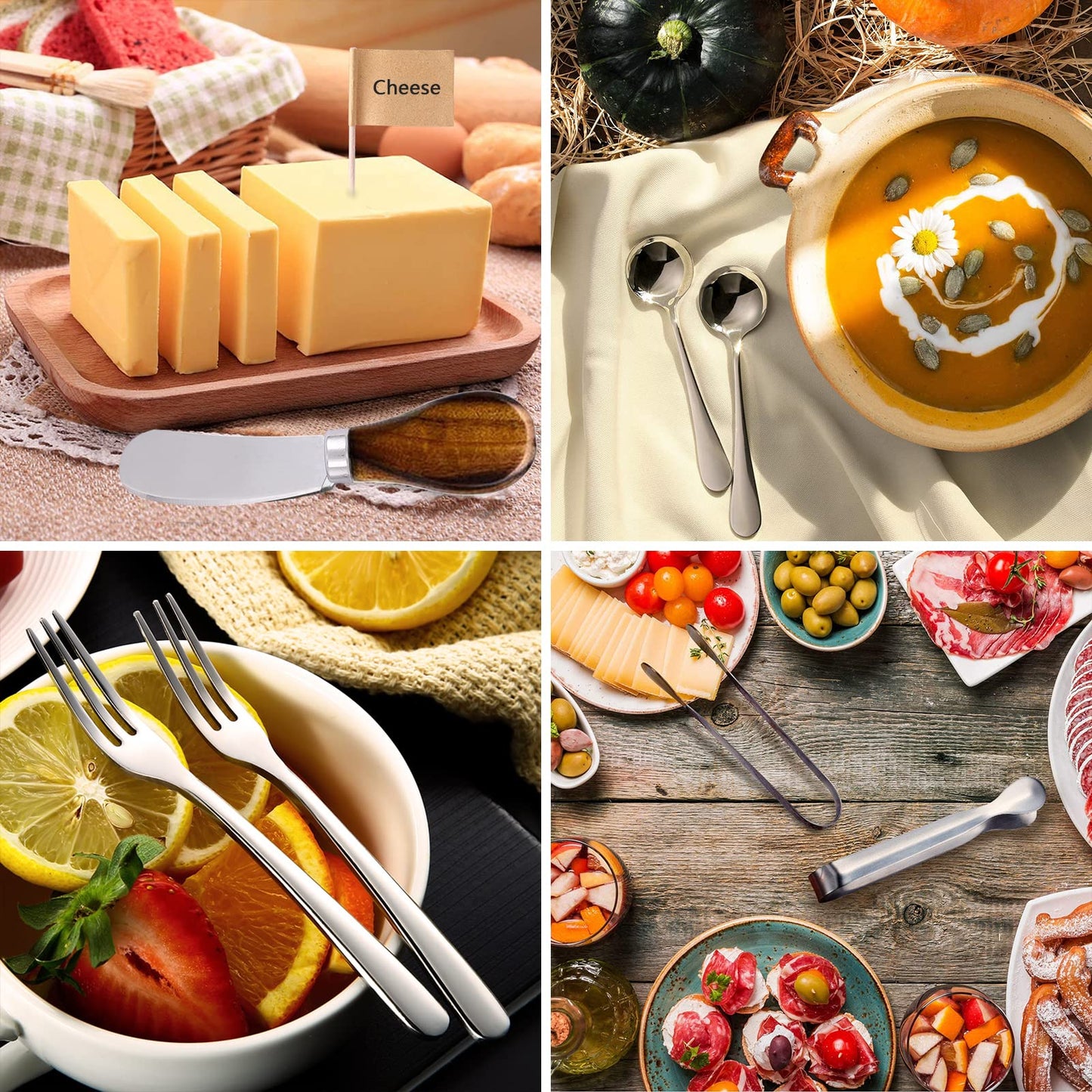 Charcuterie Boards Accessories(29 PCS) Cheese Spreaders for Charcuterie Board Mini Serving Spoon Fork Tongs Blank Toothpick Flags Bowl