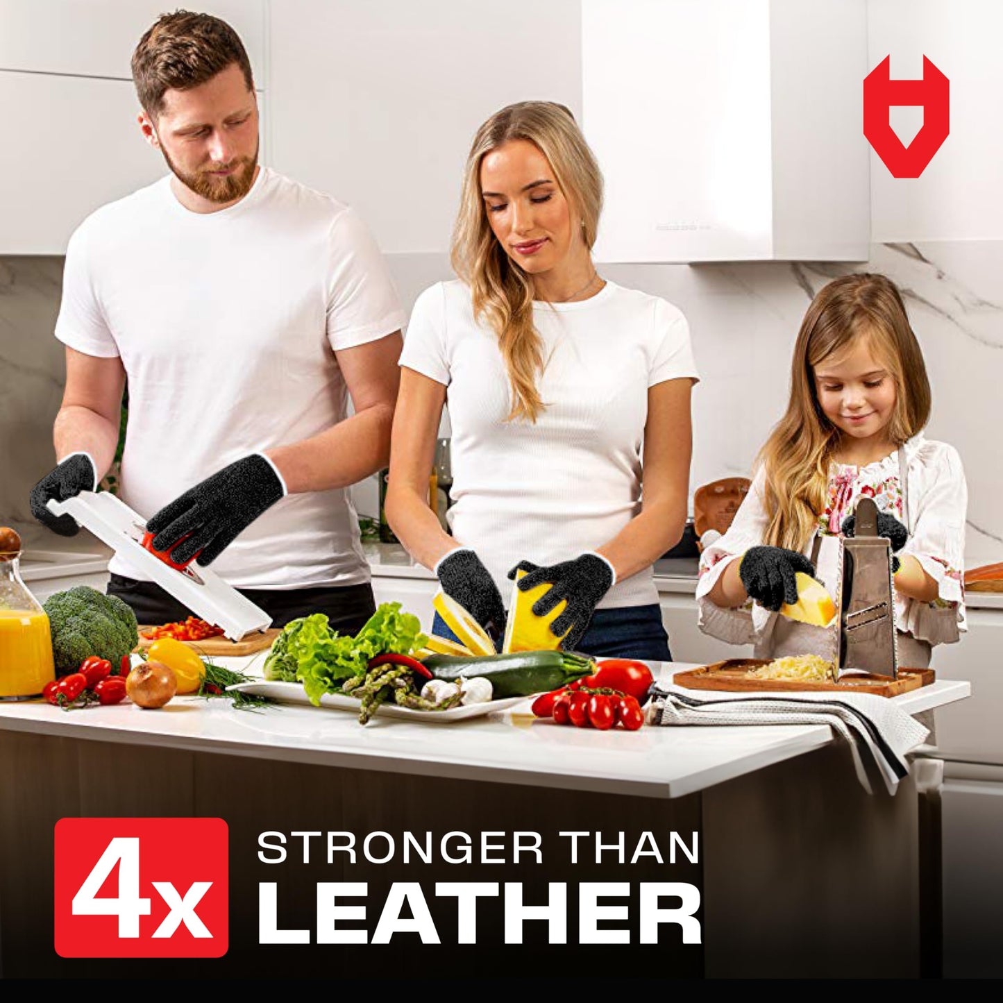 NoCry Professional Cut Resistant Work Gloves for Men and Women with Firm Grip and Waterproof Palms — Touchscreen Tips & Reinforced Thumb — Ideal for Cutting, Slicing and Dicing