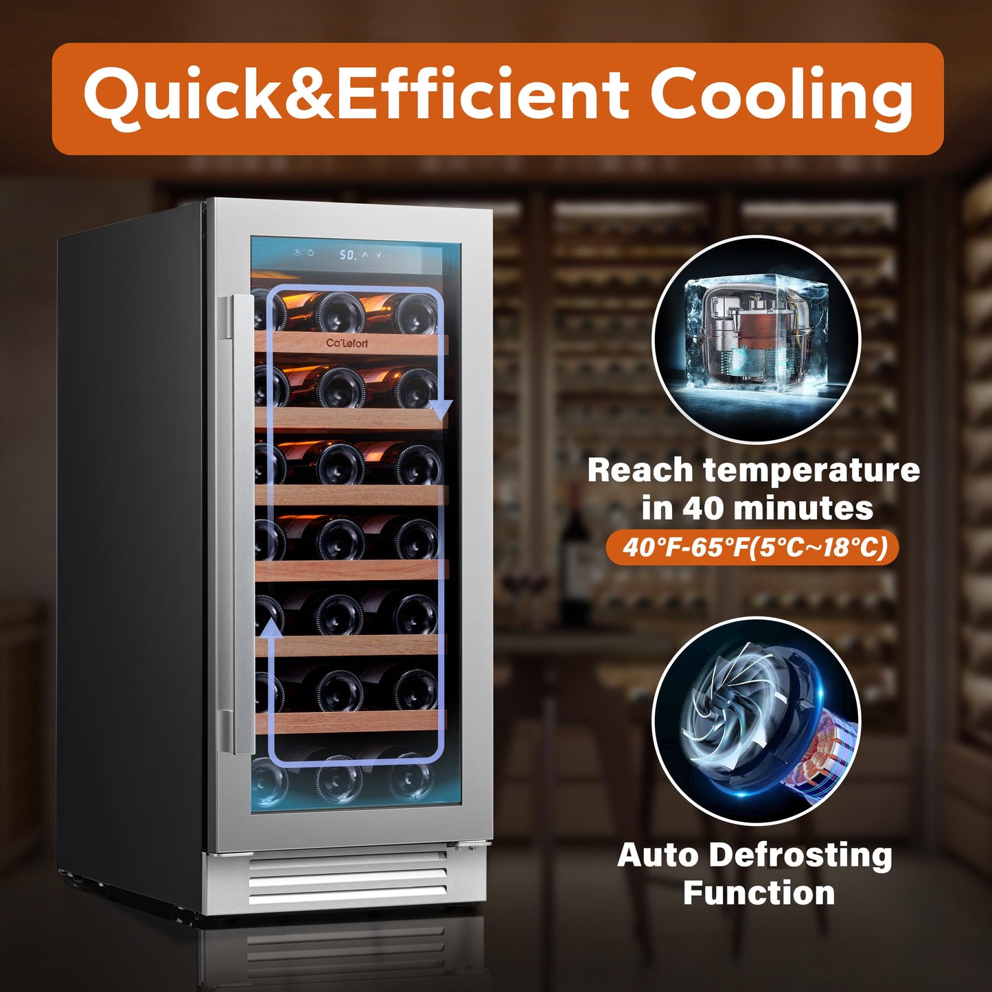 Ca'Lefort 24 Inch Wine and Beverage Refrigerator, 60 Can and 20 Bottle Wine Fridge 36-72°F, 3 LED Dual Zone Wine Cooler with Glass Door, Built-in Compressor Refrigerator for Home/Kitchen (4.10 cu.ft)