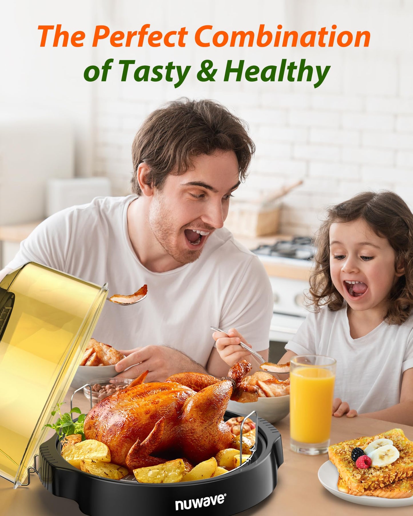 Nuwave Oven Pro Plus Air Fryer, Infra-Red Countertop, 2025 Advanced Convection, No Defrosting or Preheating, Cook Fresh or Frozen, Durable Power Dome, 100 Presets & 50 Memory, PFAS Free, Dark Blue