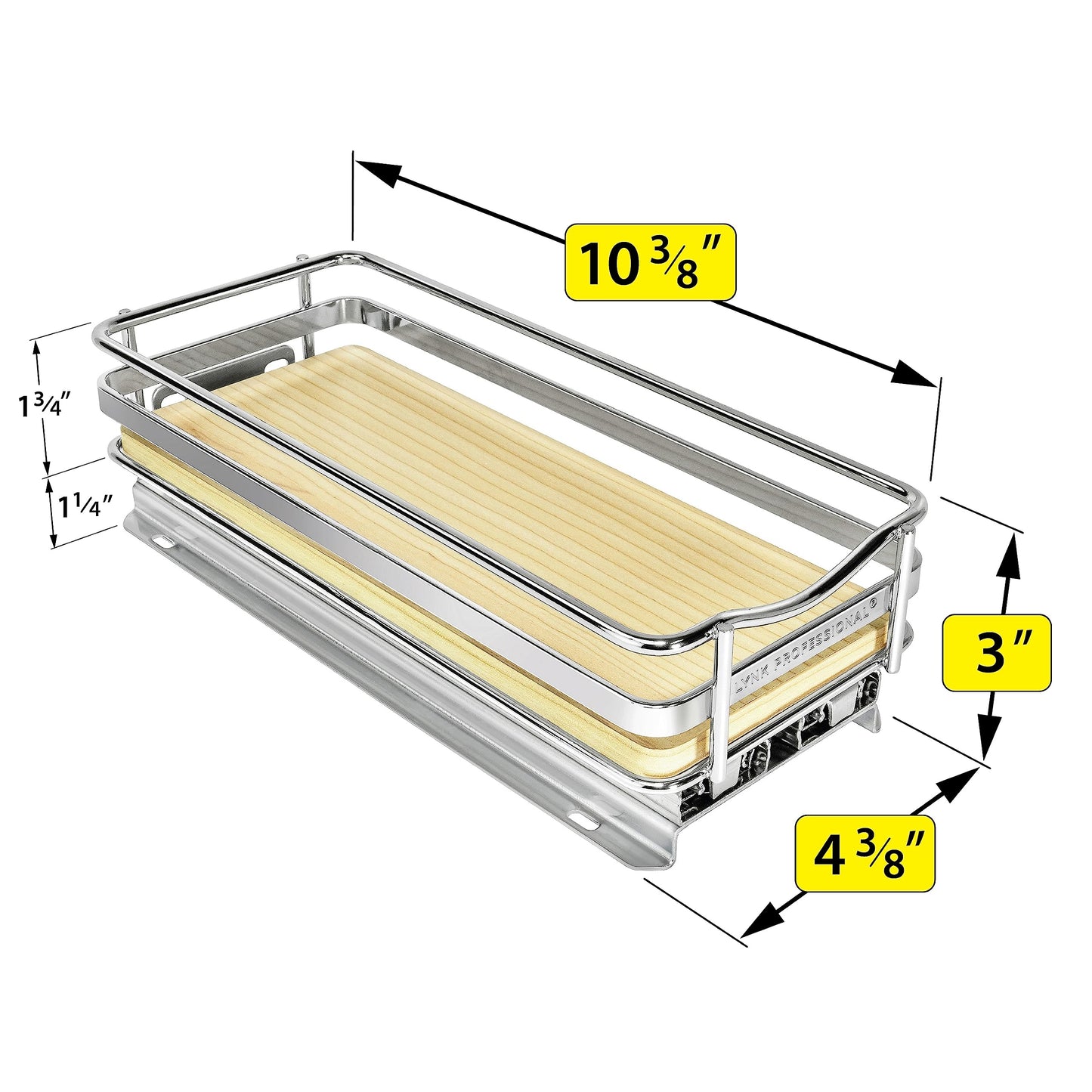 LYNK PROFESSIONAL® Pull Out Spice Rack Organizer for Inside Kitchen Cabinets - 4-3/8 inch Wide - Slide Out Drawer – Black Sliding Spice Cabinet Organization Shelf Racks - 2 Tier