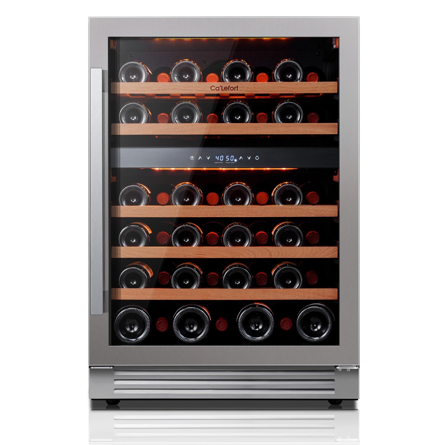 Ca'Lefort 24 Inch Wine and Beverage Refrigerator, 60 Can and 20 Bottle Wine Fridge 36-72°F, 3 LED Dual Zone Wine Cooler with Glass Door, Built-in Compressor Refrigerator for Home/Kitchen (4.10 cu.ft)