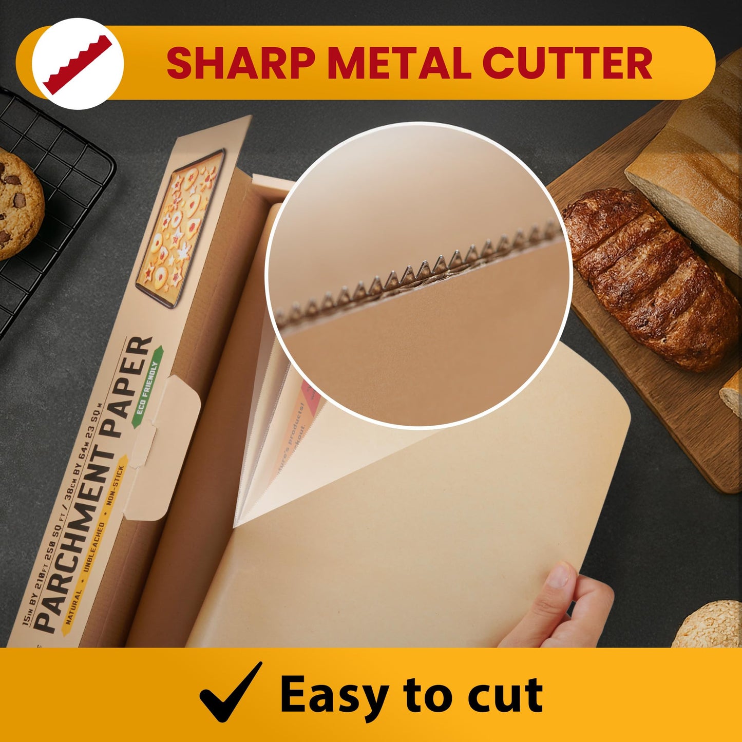 Unbleached Parchment Paper for Baking – 2-Pack 520 Sq.Ft Total - 15 in x 210 ft Baking Paper Roll with Cutter, Non-Stick Brown Parchment for Baking, Cooking, Grilling, Steaming by Baker’s Signature