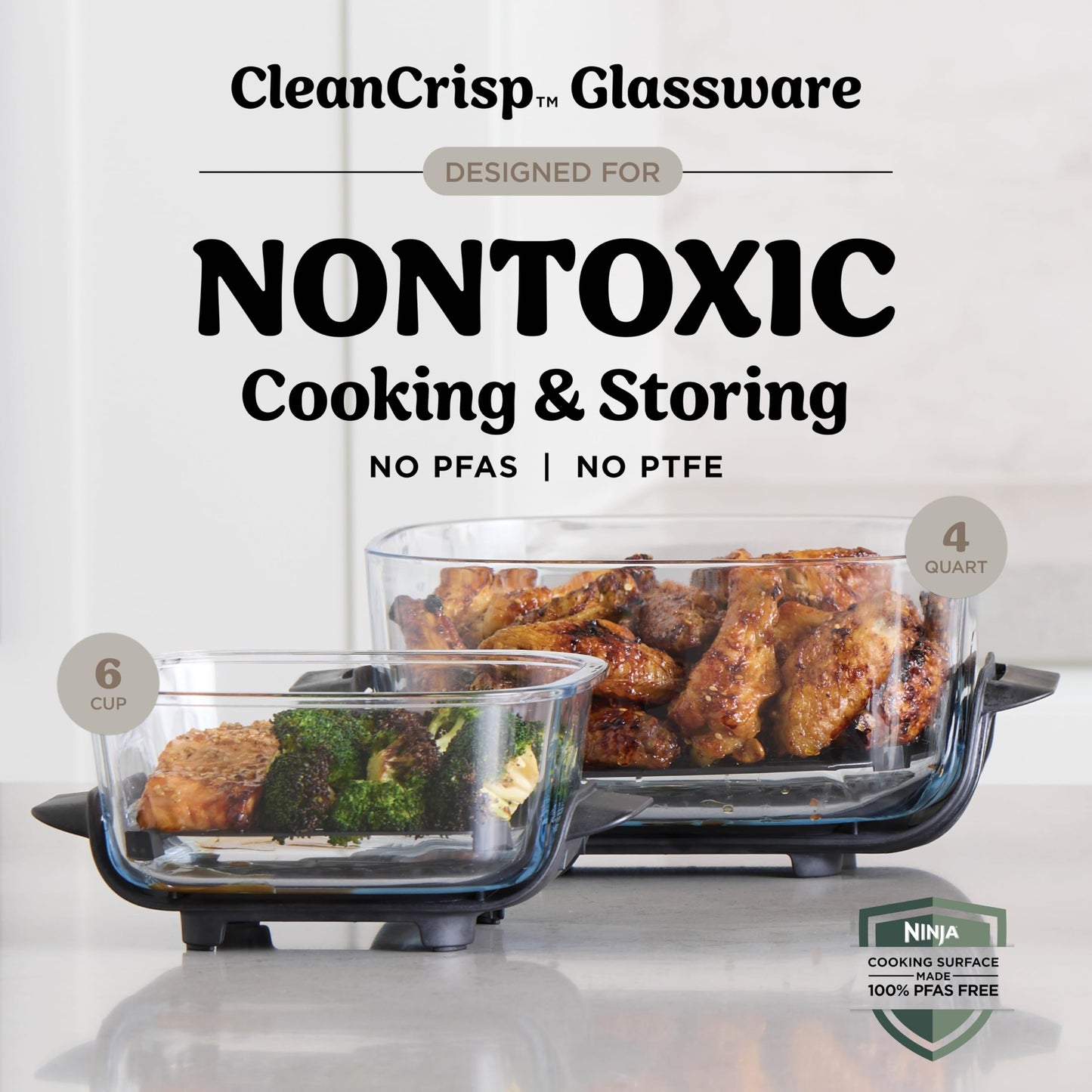 Ninja | Air Fryer | Crispi 4-in-1 Portable Cooking System | 4QT & 6 Cup Glass Containers, Crisper Plates & Storage Lids Included | Microwave, Freezer & Dishwasher Safe | Cherry Crush | FN101DR