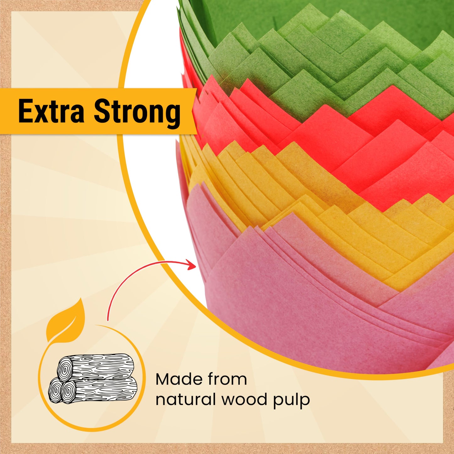 Tulip Cupcake Liners, Muffin Liners for Baking by Baker’s Signature – 200pcs of Parchment Paper Cups Cupcake Wrappers – Perfect Size, Sturdy, Greaseproof & Easy to Use – Colorful