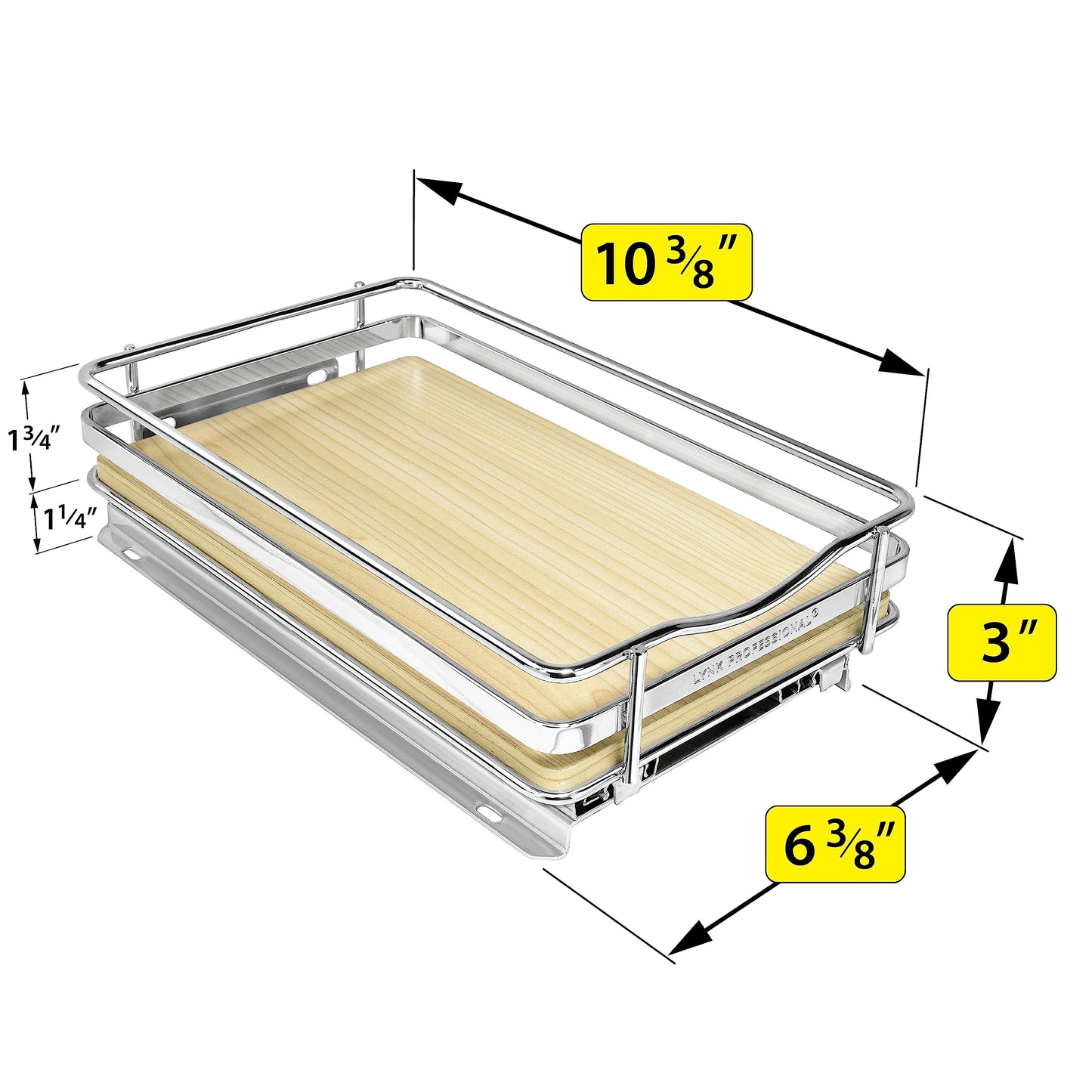 LYNK PROFESSIONAL® Pull Out Spice Rack Organizer for Inside Kitchen Cabinets - 4-3/8 inch Wide - Slide Out Drawer – Black Sliding Spice Cabinet Organization Shelf Racks - 2 Tier
