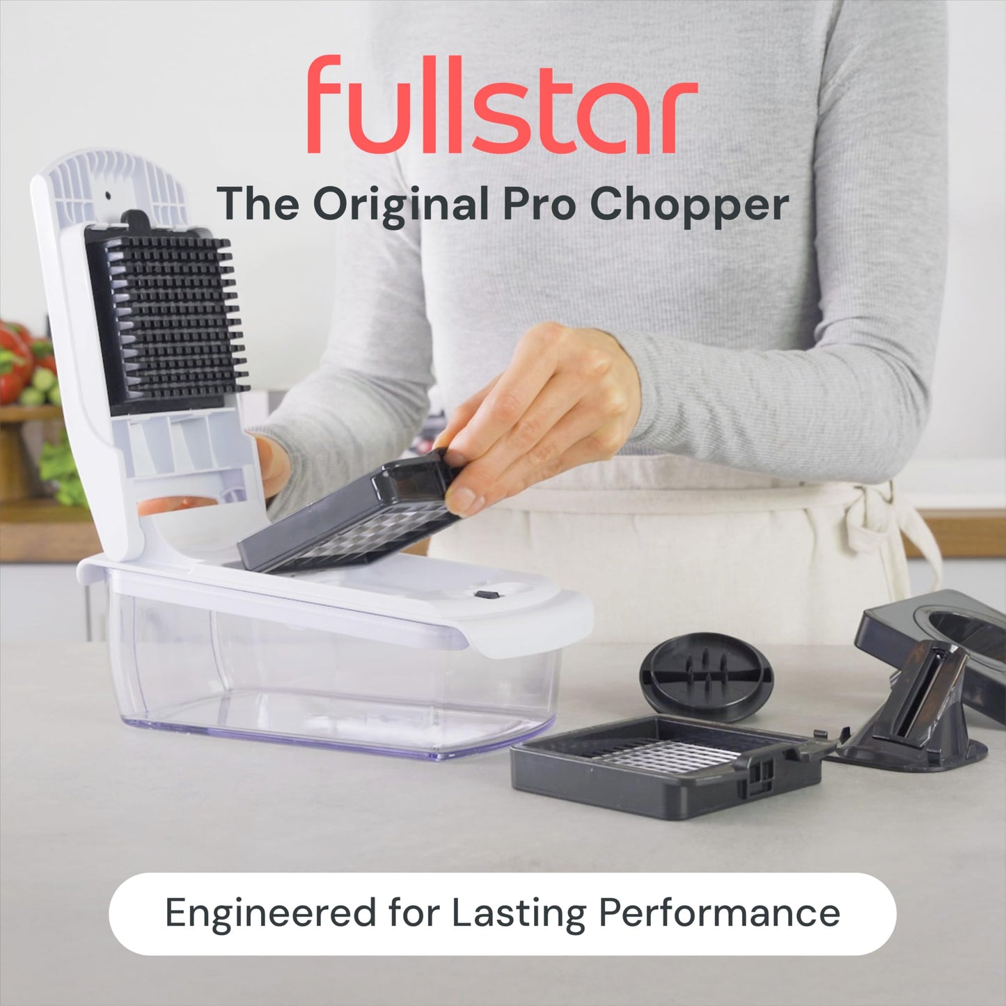 Fullstar The Original Pro Chopper - Vegetable Chopper and Spiralizer, Food Chopper with Container, Fruit Slicer, Kitchen Gadgets & Gifts, Home Essentials (8 in 1, White)
