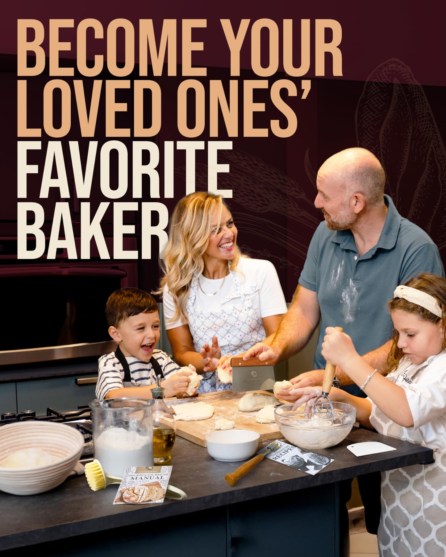 Superbaking 2 pcs Banneton Bread Proofing Basket, 9" Splinter-Free Round Rattan Bread Basket with Liners, Sourdough Starter Kit, Sourdough Bread Baking Supplies & Sourdough Kit, Bread Making Tools