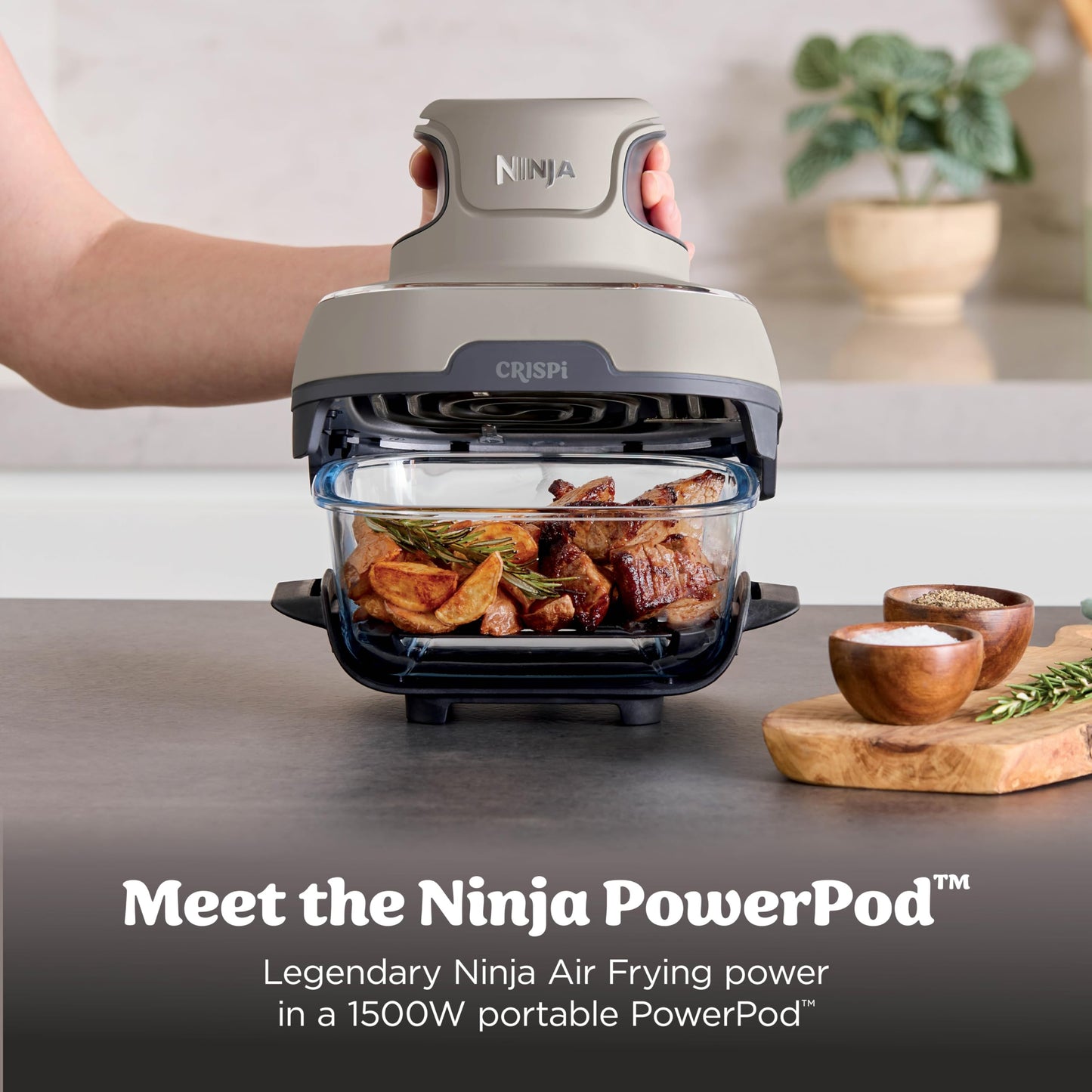 Ninja | Air Fryer | Crispi 4-in-1 Portable Cooking System | 4QT & 6 Cup Glass Containers, Crisper Plates & Storage Lids Included | Microwave, Freezer & Dishwasher Safe | Cherry Crush | FN101DR