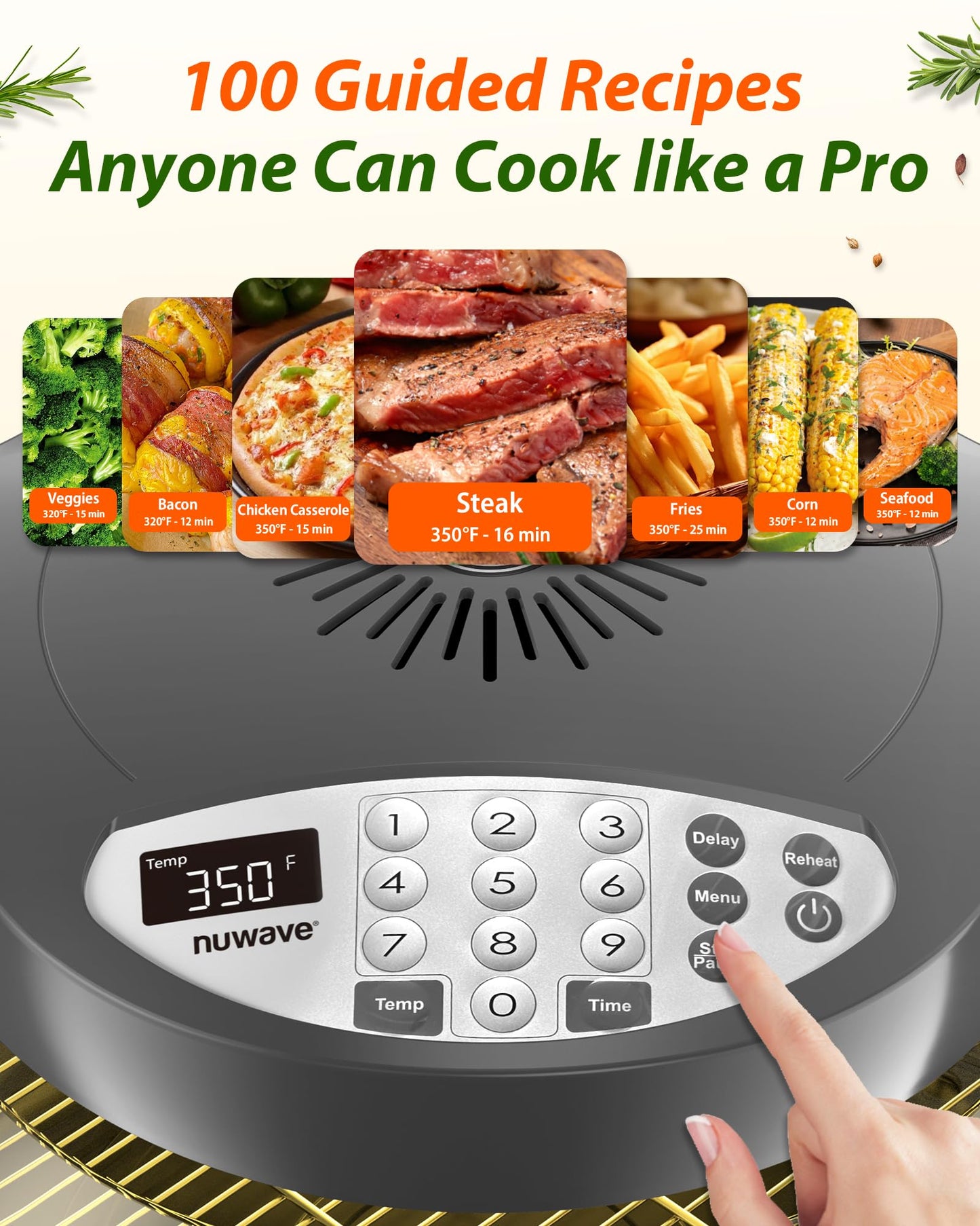 Nuwave Oven Pro Plus Air Fryer, Infra-Red Countertop, 2025 Advanced Convection, No Defrosting or Preheating, Cook Fresh or Frozen, Durable Power Dome, 100 Presets & 50 Memory, PFAS Free, Dark Blue