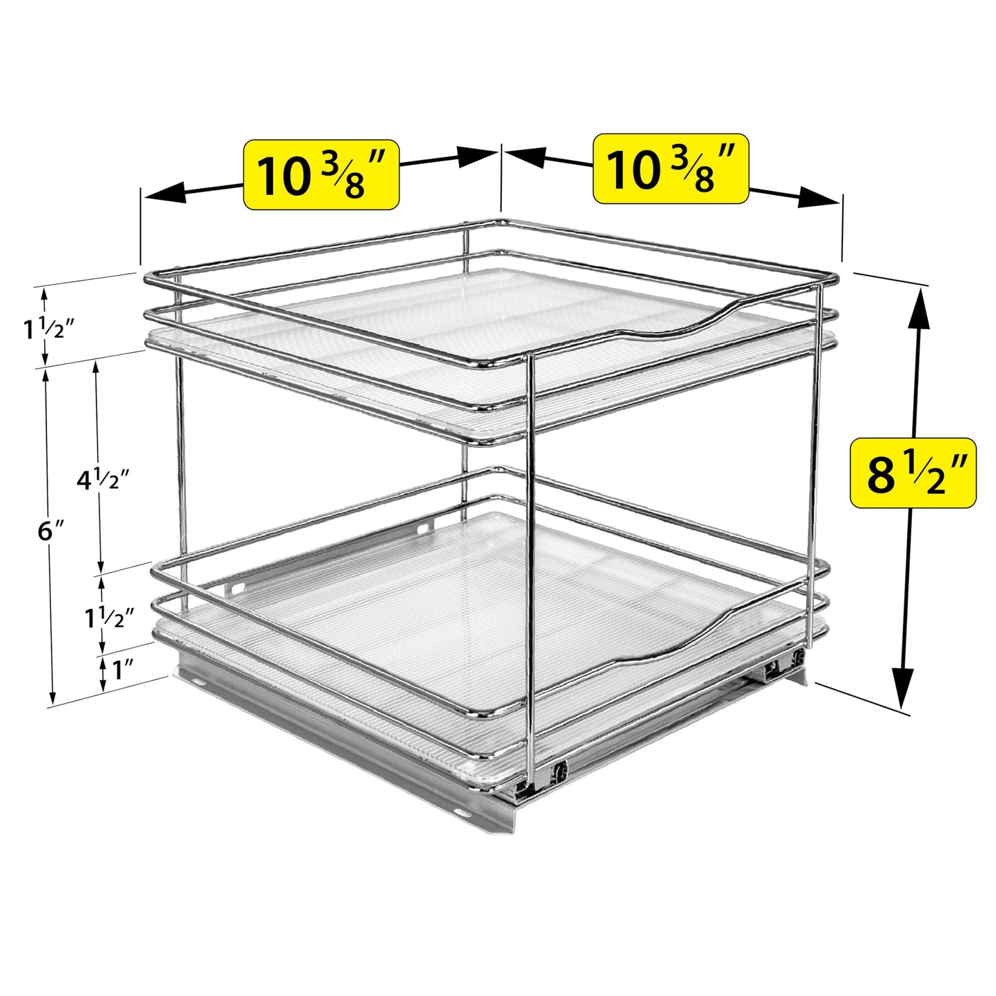 LYNK PROFESSIONAL® Pull Out Spice Rack Organizer for Inside Kitchen Cabinets - 4-3/8 inch Wide - Slide Out Drawer – Black Sliding Spice Cabinet Organization Shelf Racks - 2 Tier