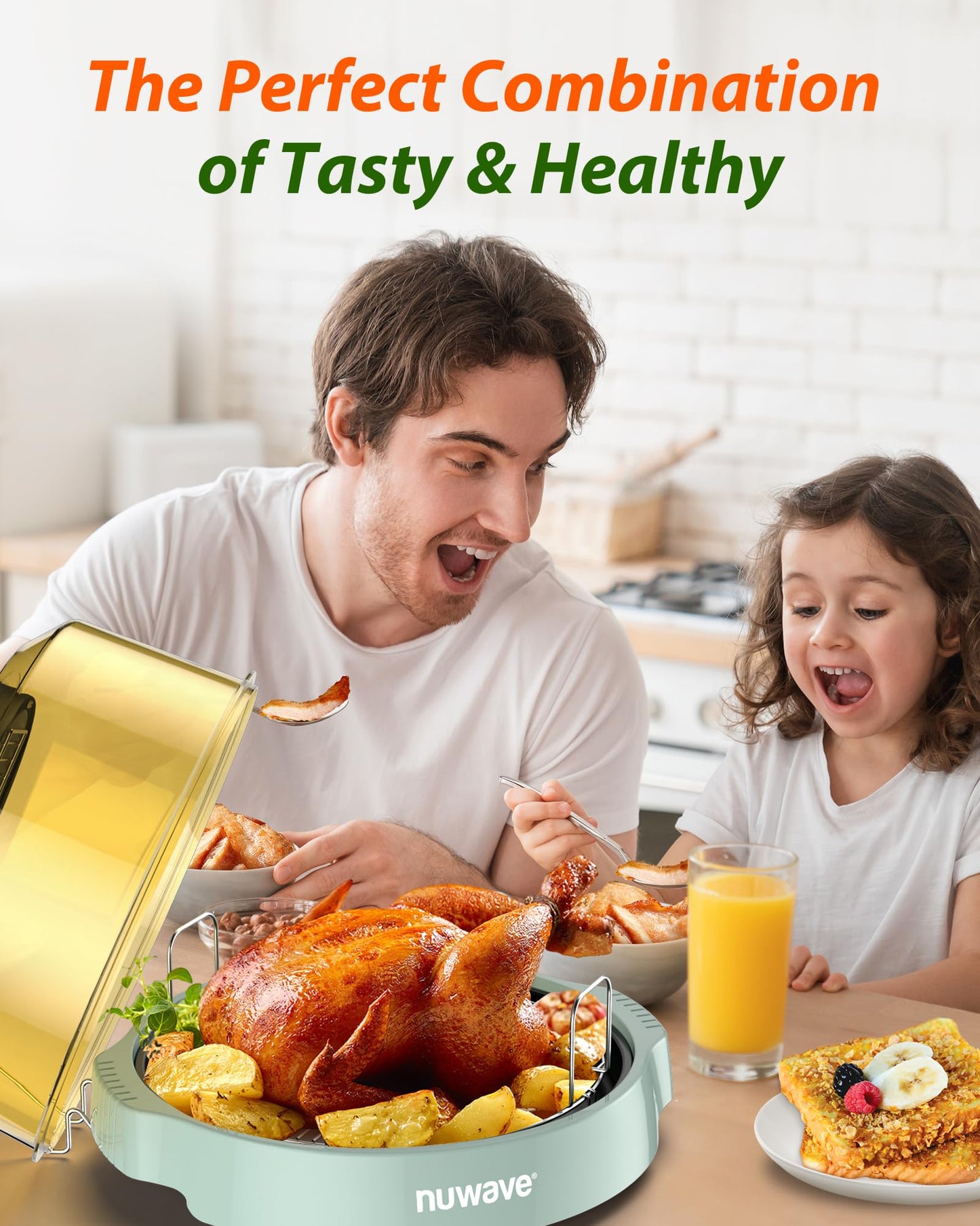 Nuwave Oven Pro Plus Air Fryer, Infra-Red Countertop, 2025 Advanced Convection, No Defrosting or Preheating, Cook Fresh or Frozen, Durable Power Dome, 100 Presets & 50 Memory, PFAS Free, Dark Blue